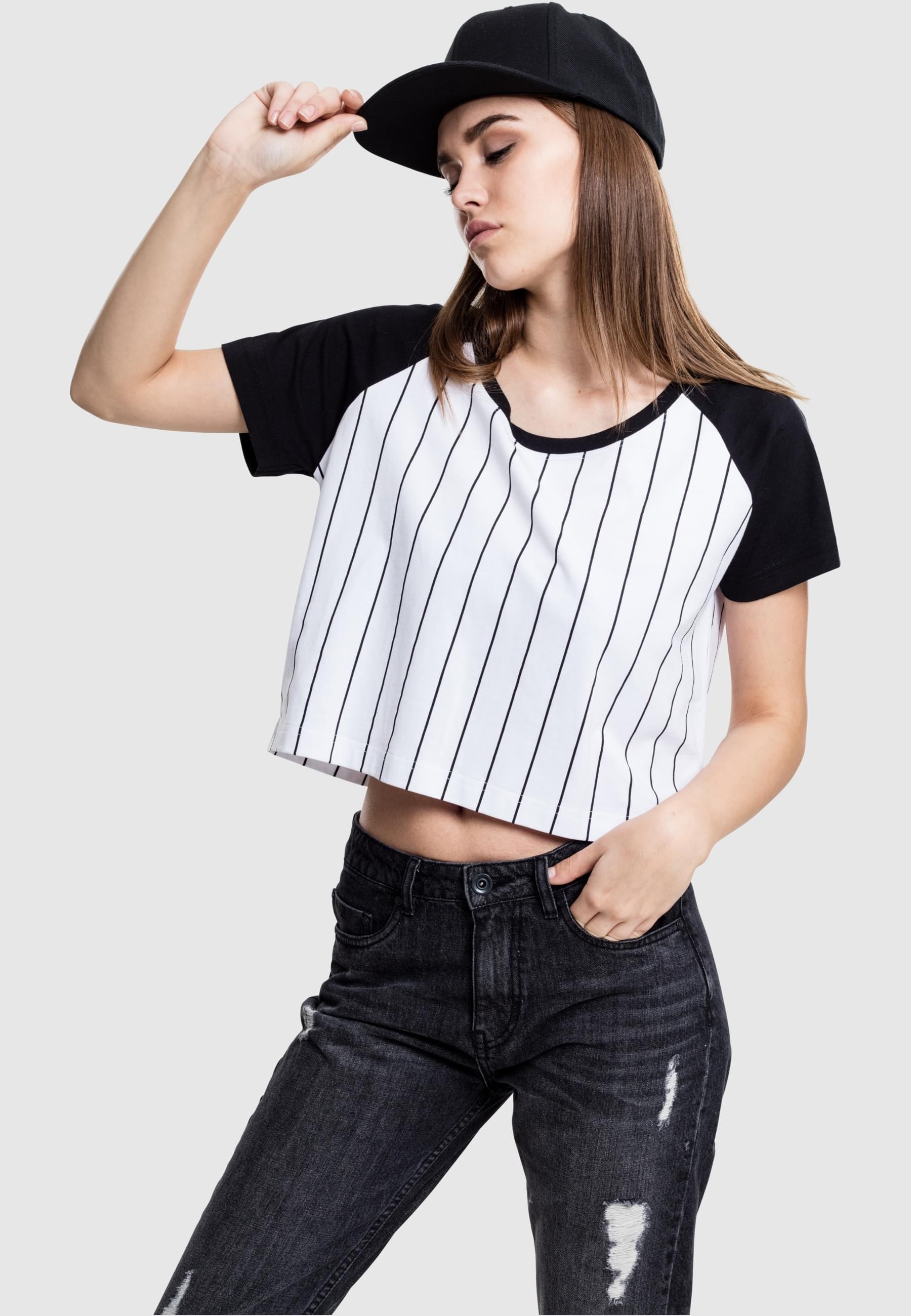 URBAN CLASSICS T-Shirt »Urban Classics Damen Ladies Cropped Baseball Tee«, (1 tlg.)