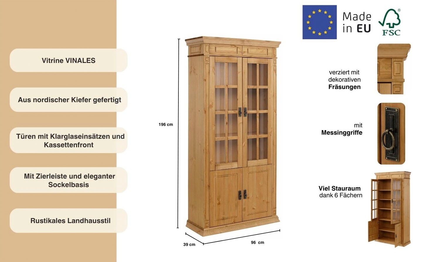 Thumbnail - Home affaire Vitrine "Vinales", Höhe 196 cm