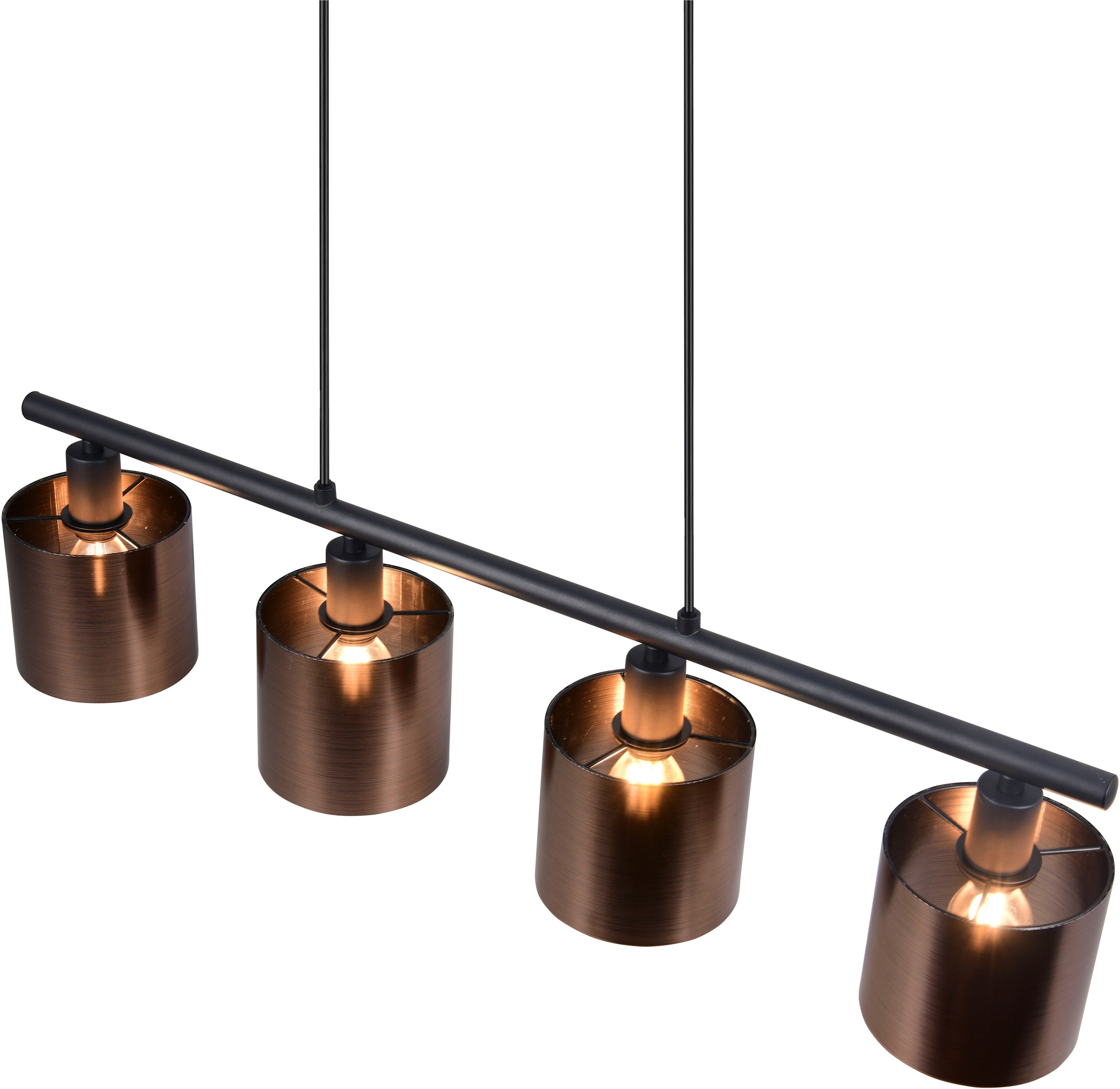 REALITY Leuchten Pendelleuchte »Jason, ohne Leuchtmittel Hängelampe Esstisch 4-flammig, 4xE14 max 10W«, 4 flammig, Leuchtmittel E14 | Leuchtmittel wechselbar, höhenverstellbar max 150cm, mit semi-transparenten Kunststoff-Schirmen
