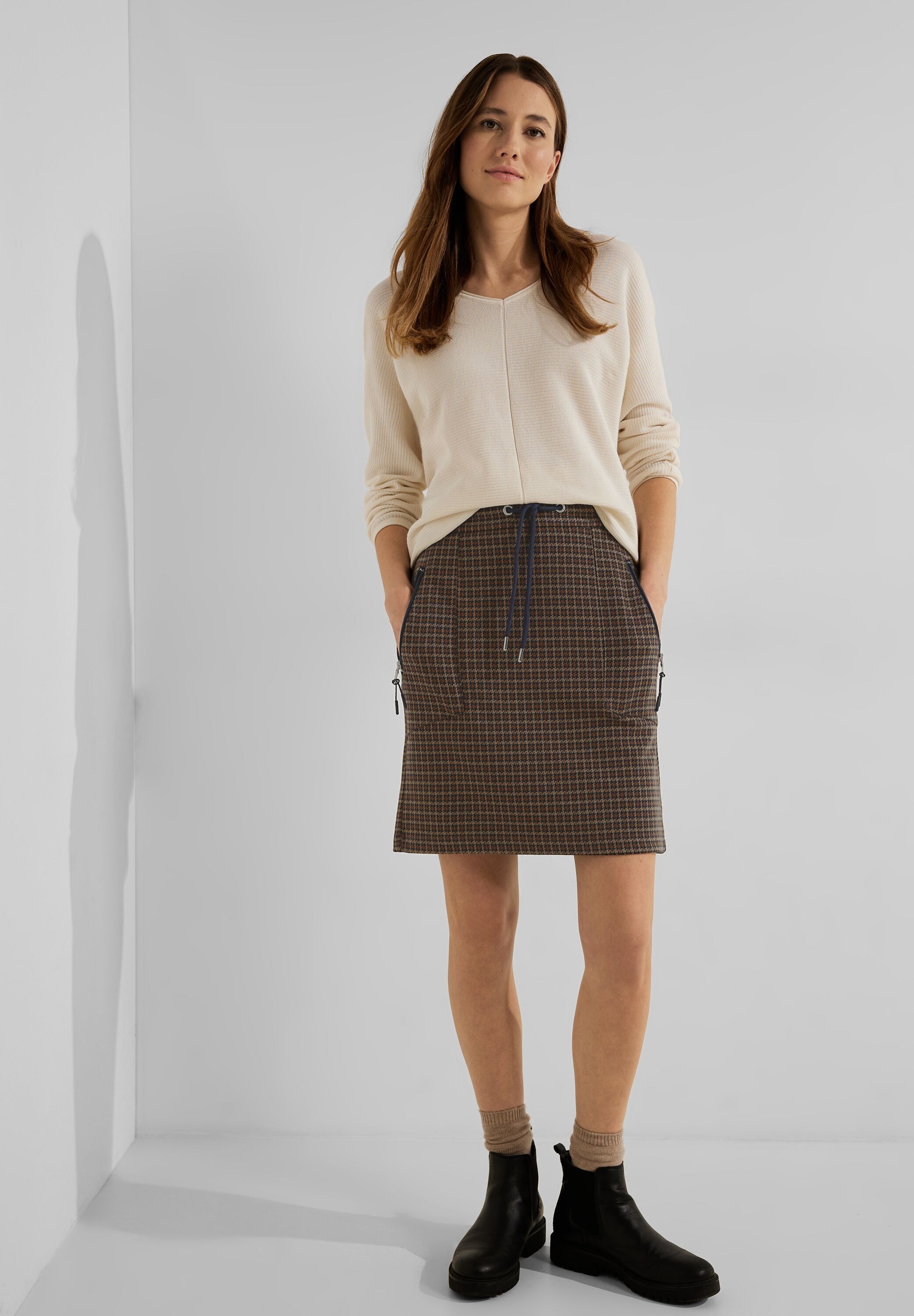 Cecil Karorock »Jogskirt Houndstooth Y/D«, Softer Materialmix online  bestellen | BAUR