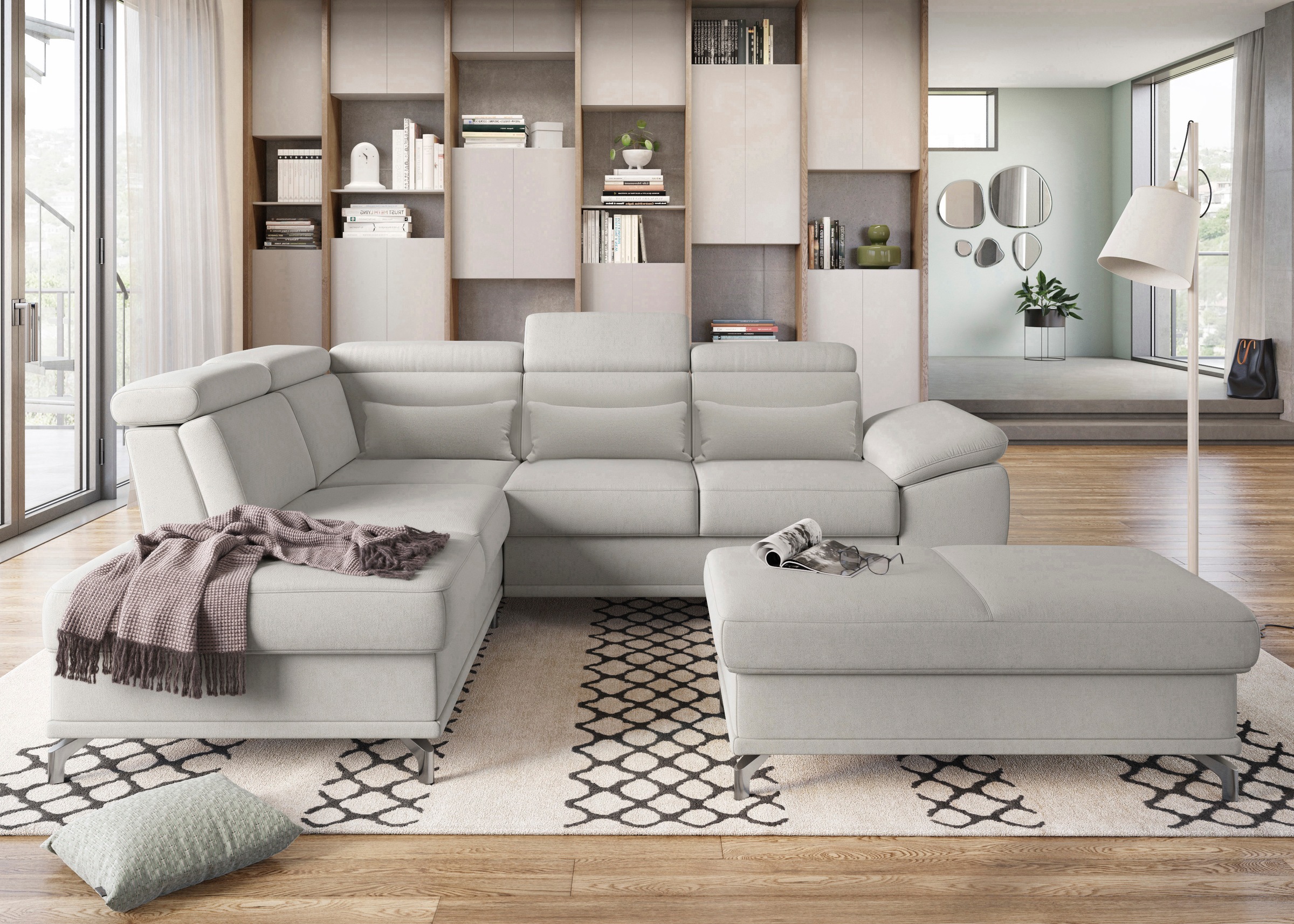 sit&more Ecksofa "Cabrio L-Form, B: 274 cm, mit Sitztiefen-, Arm- & Kopftei günstig online kaufen