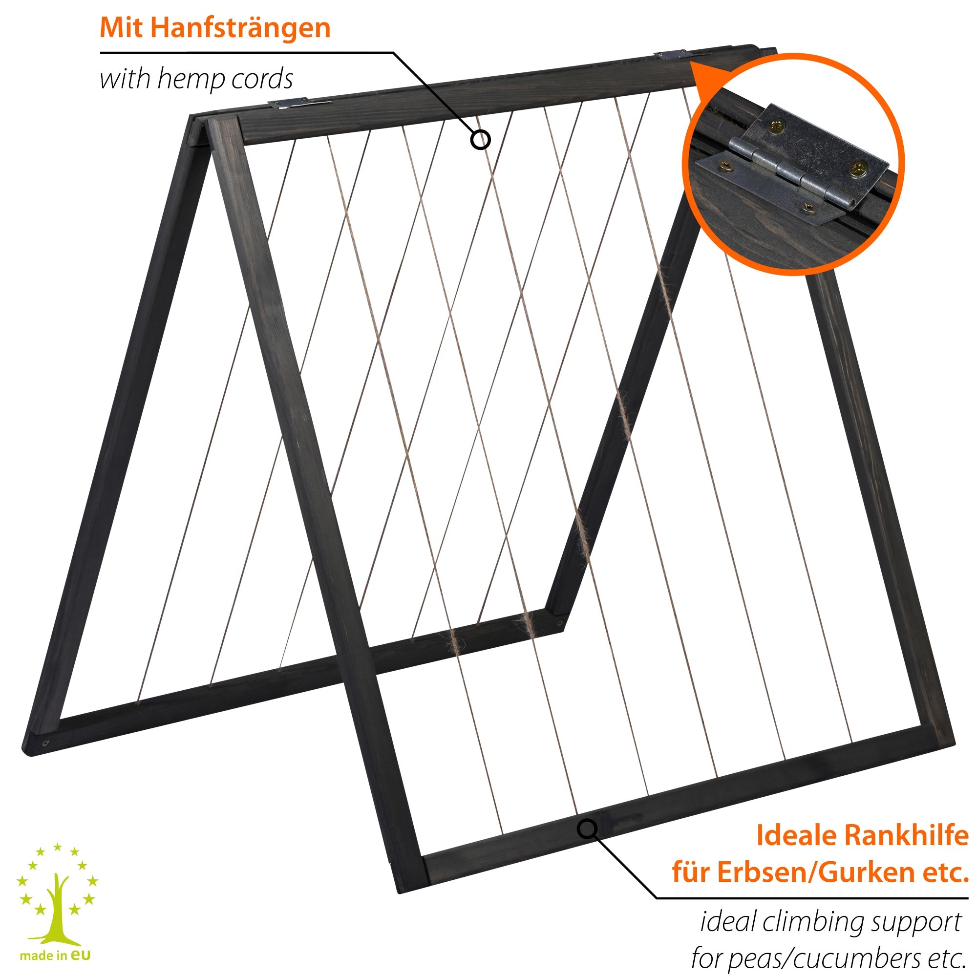 dobar Rankhilfe »Rankhilfenaufsatz Kubus 2.0 mit Jutesträngen, Anthrazit« 78 x 58 x 78 cm (L x B x H)
