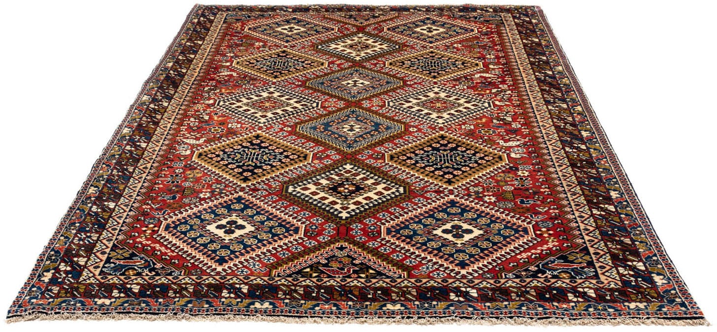 morgenland Hochflor-Läufer "Yalameh Durchgemustert Rosso scuro 197 x 84 cm", rechteckig, 10 mm Höhe, Handgeknüpft