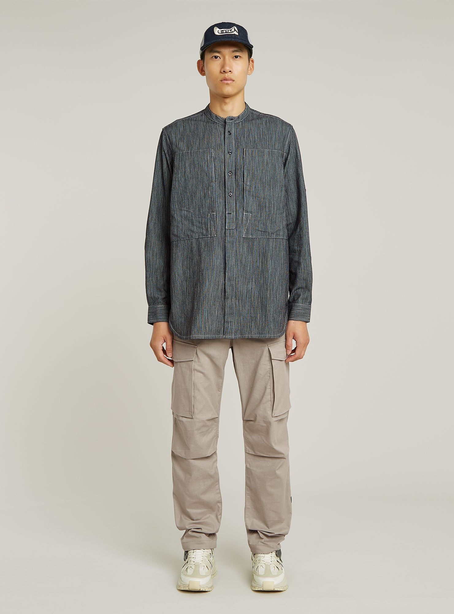 G-STAR Langarmshirt »Stand Collar Rollup Relaxed Hemd«