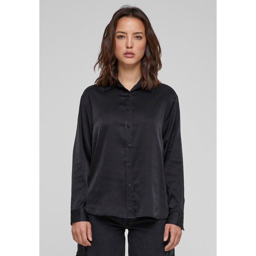 URBAN CLASSICS Langarmhemd »Urban Classics Damen Ladies Satin Shirt«