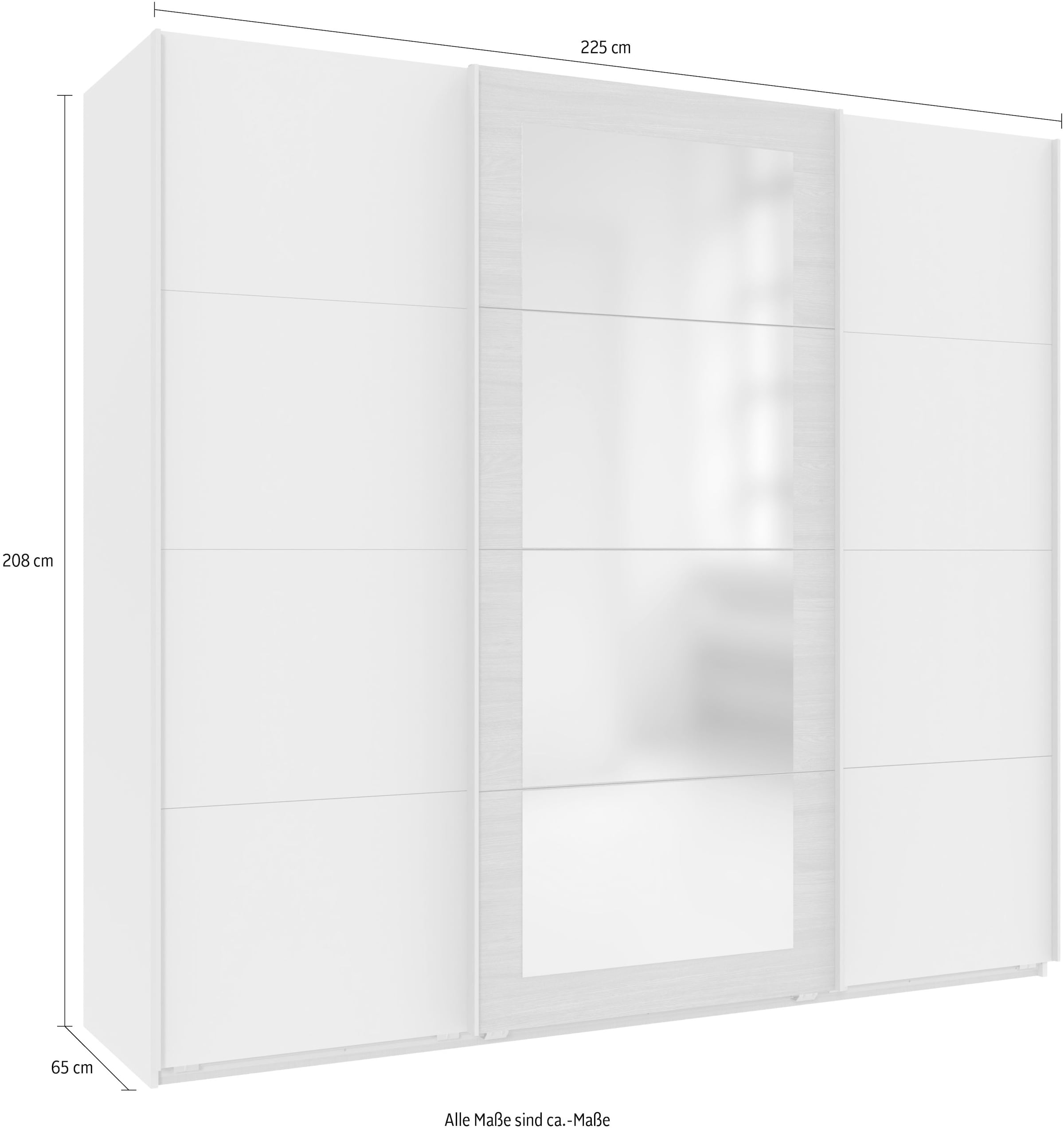 Wimex Schwebetürenschrank »RINTELN mit Spiegel, erhältlich in den Breiten: 225cm, 270cm & 313cm« 3-türiger Schrank in verschiedenen Farben erhältlich