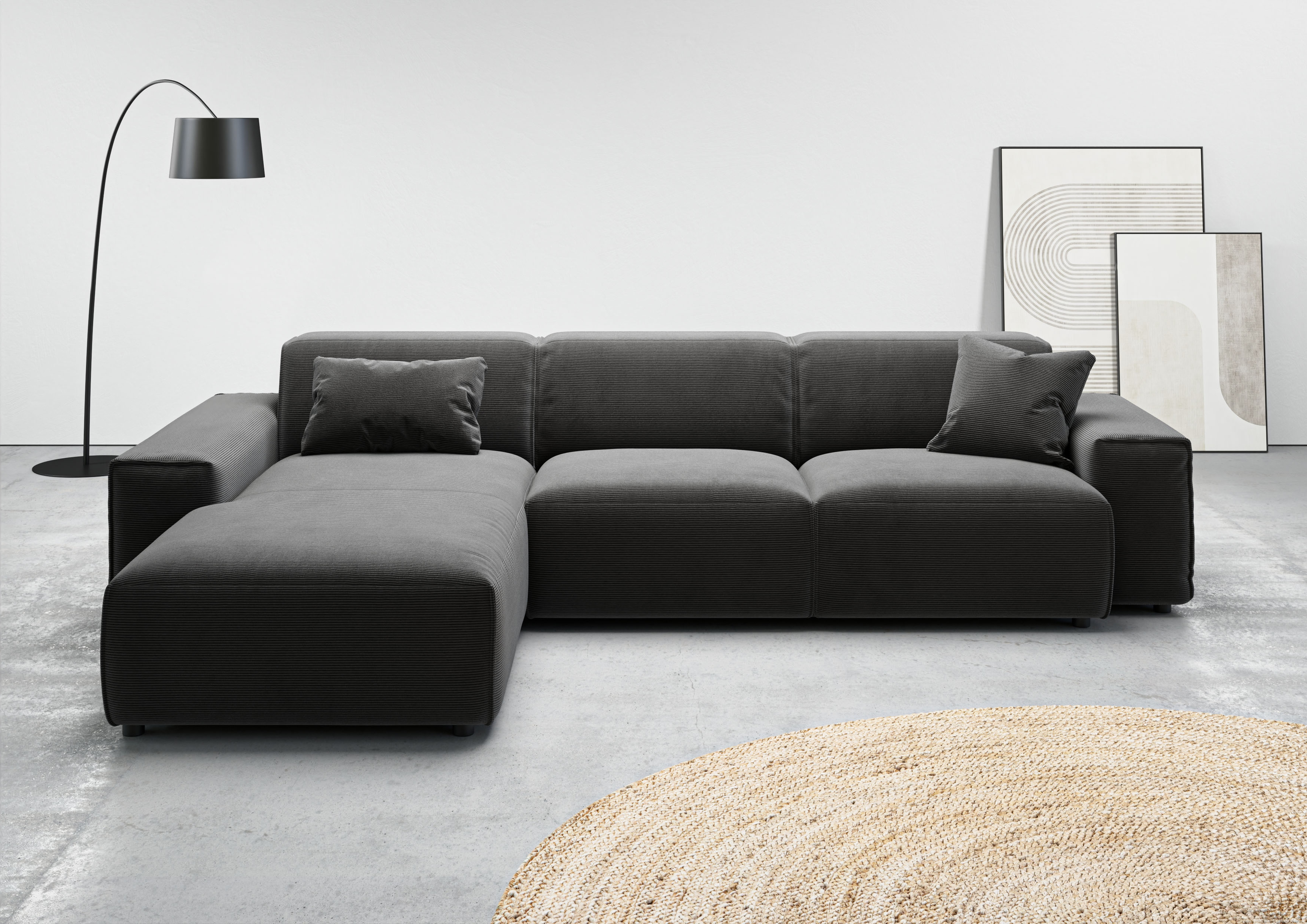 Home affaire Ecksofa "Glimminge auch in Breitcord, Feincord, Bouclé + Easy care-Bezug" L-Form, Breite 294, Zierkissen