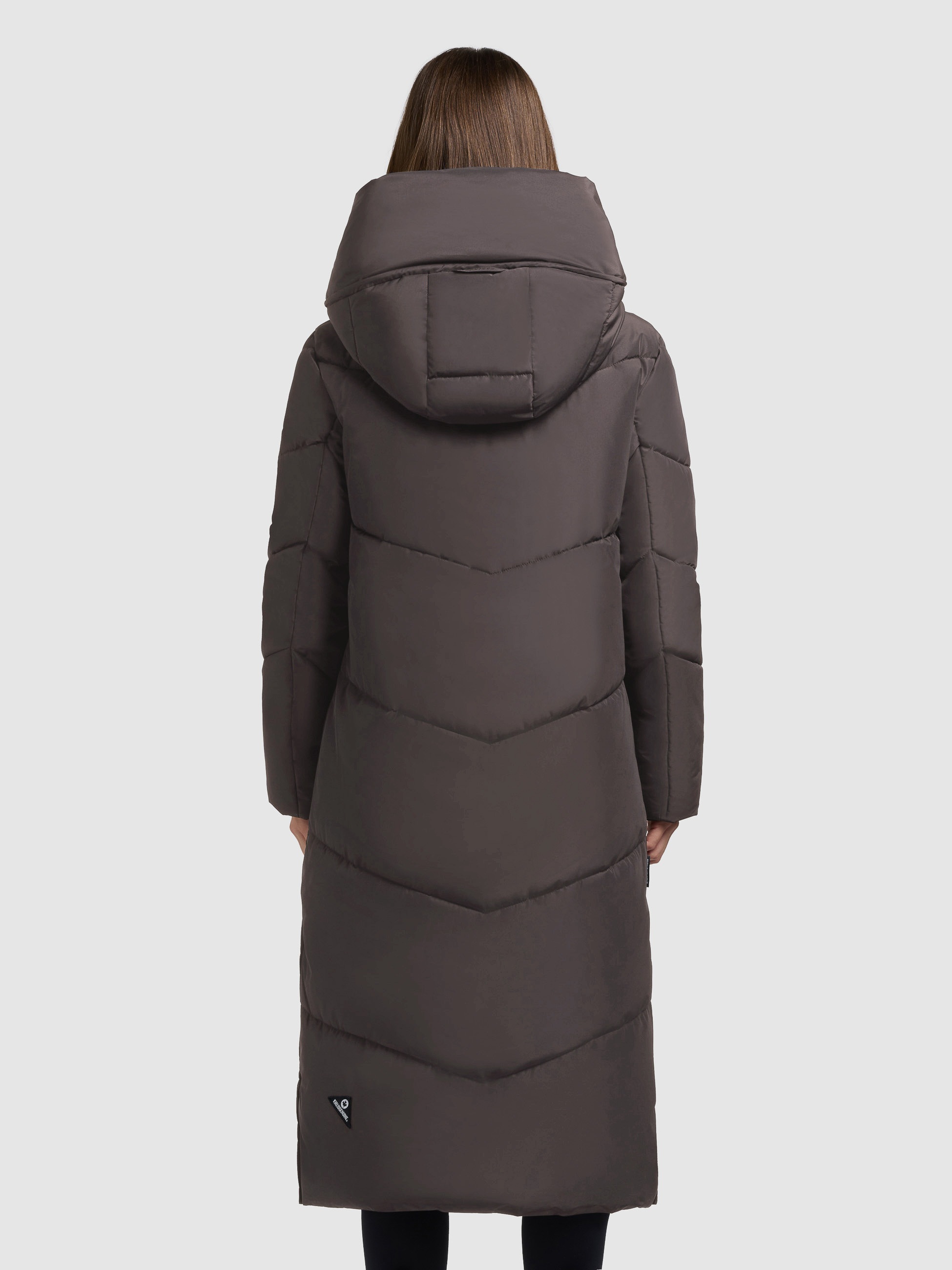 Steppmantel KHUJO "PULSET MATT", Damen, Gr. M, graphite grau, 100% Polyester, unifarben, eingesetzt elastischer Bund mit Windstopper, Mäntel Steppmantel 3