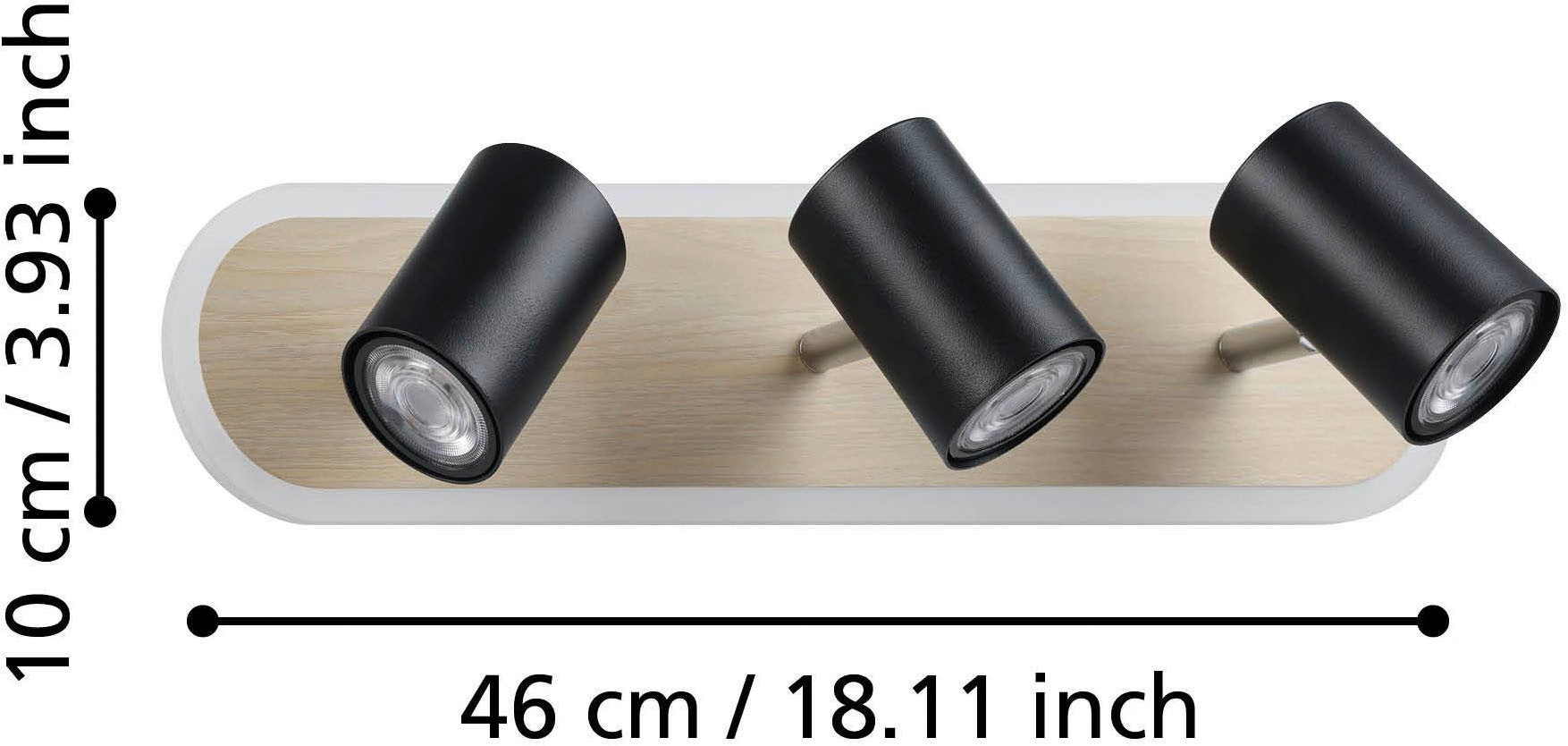 EGLO Deckenleuchte »Rimbocchi Deckenlampe, Metall und Holz-Optik, Spotbalken schwenkbar« LED-Modul 1 Stk. Warmweiß Spot - L46 x B10 x H15 cm - schwarz, braun - 20W inkl.