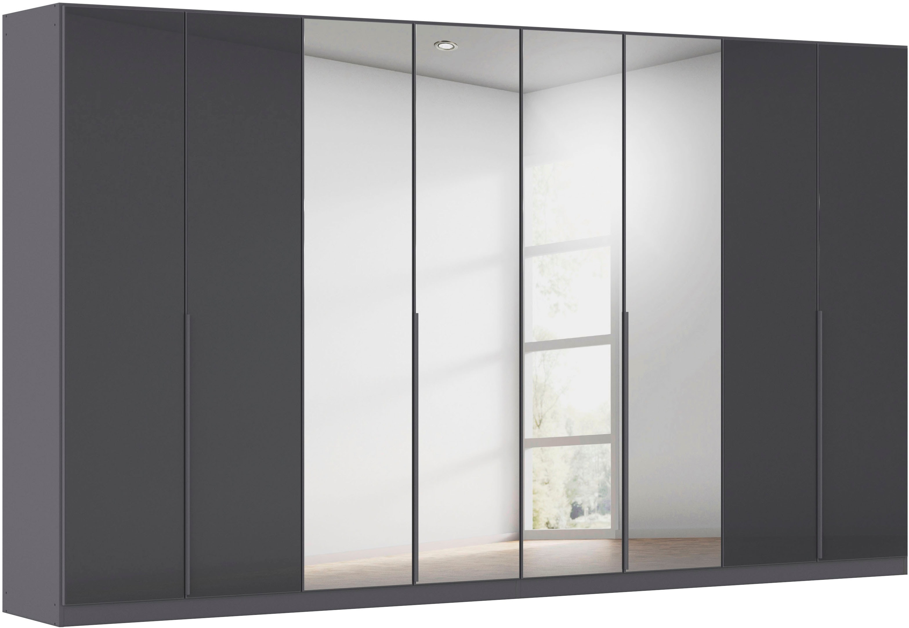 OTTO home Drehtürenschrank "Kleiderschrank Schrank Garderobe AGORDO mit Glasfront und Spiegel" in zwei Griff-Farben, Breiten 91-405 cm, durchdachte Innenausstattung, in 8 Breiten und 2 Höhen MADE IN GERMANY