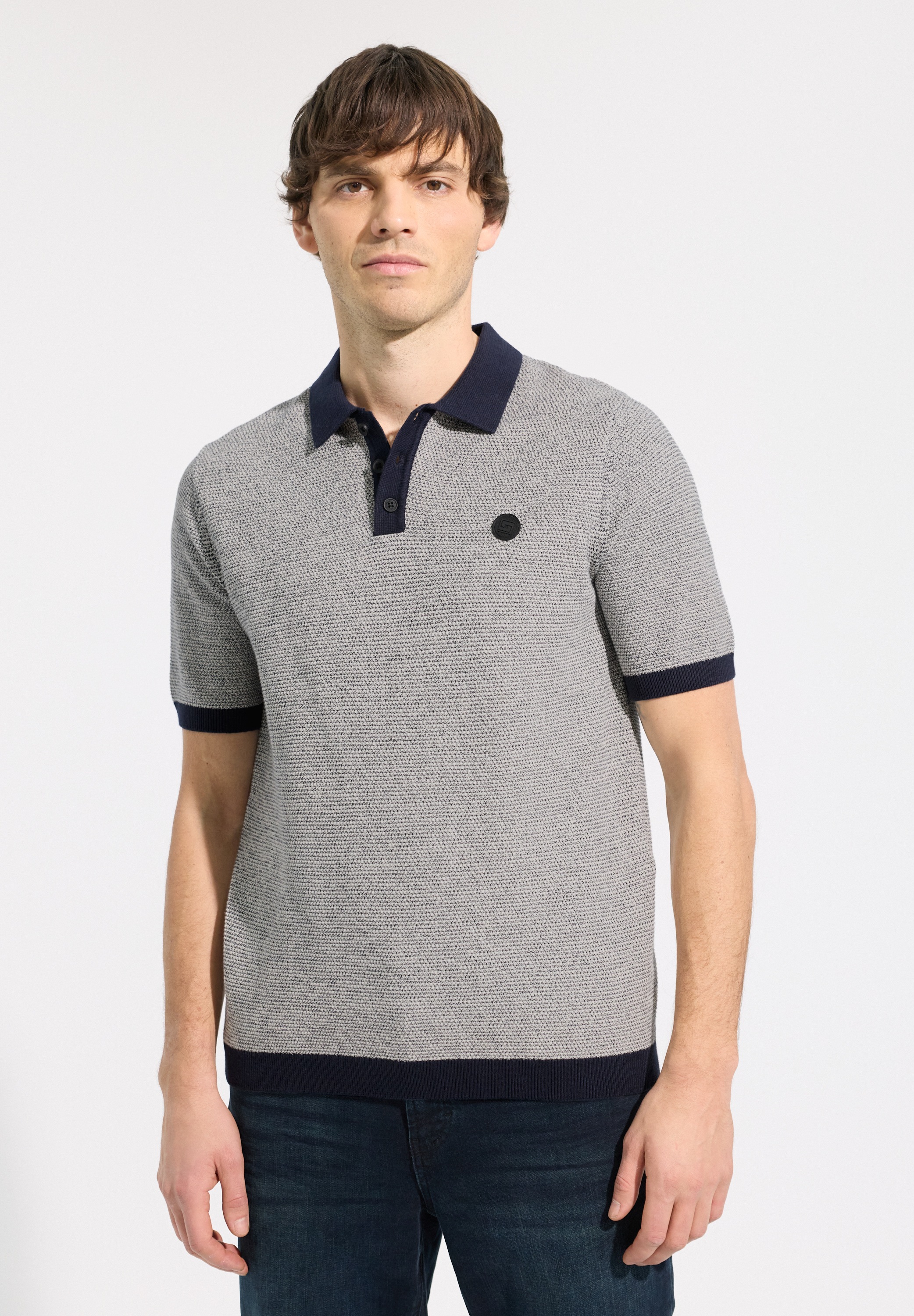 STREET ONE MEN Kurzarmpullover im soften Baumwoll-Mix