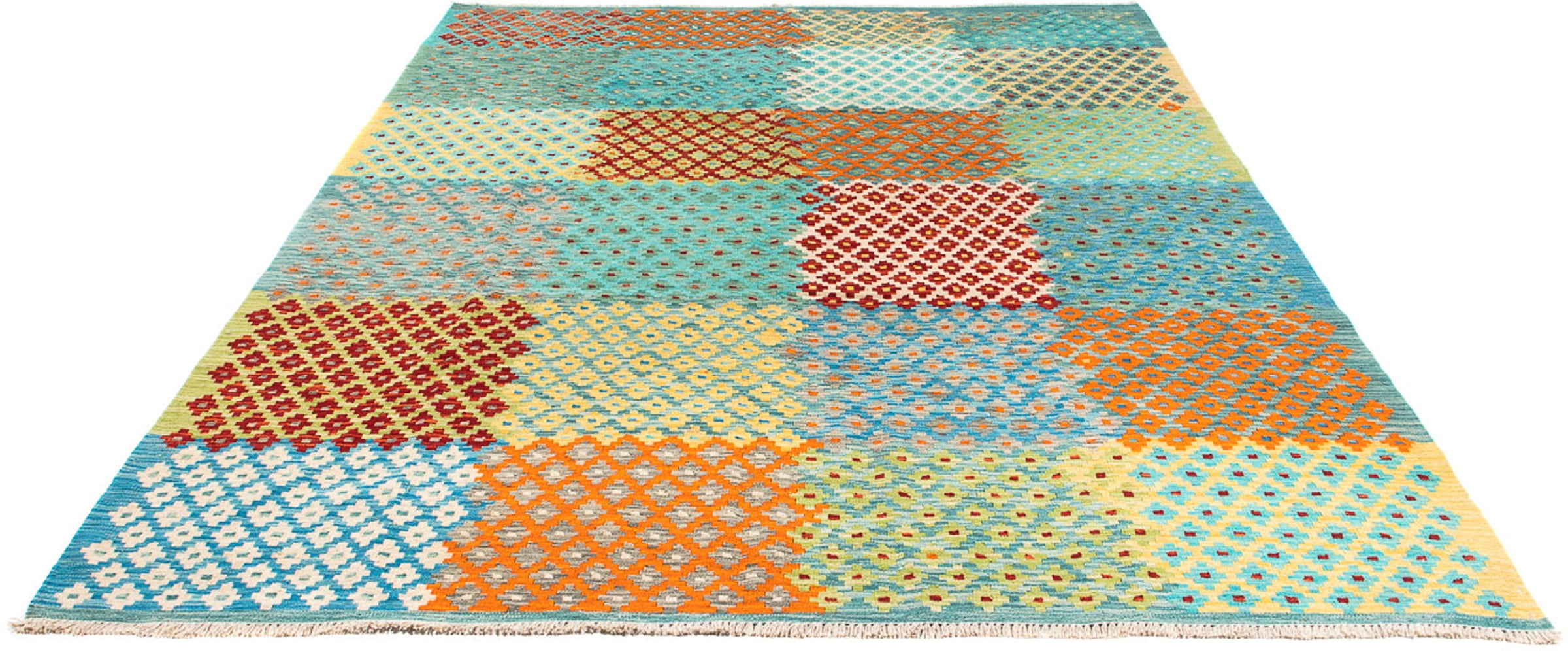 Wollteppich »Kelim - Splash - 293 x 210 cm - mehrfarbig«, rechteckig, Wohnzimmer,...
