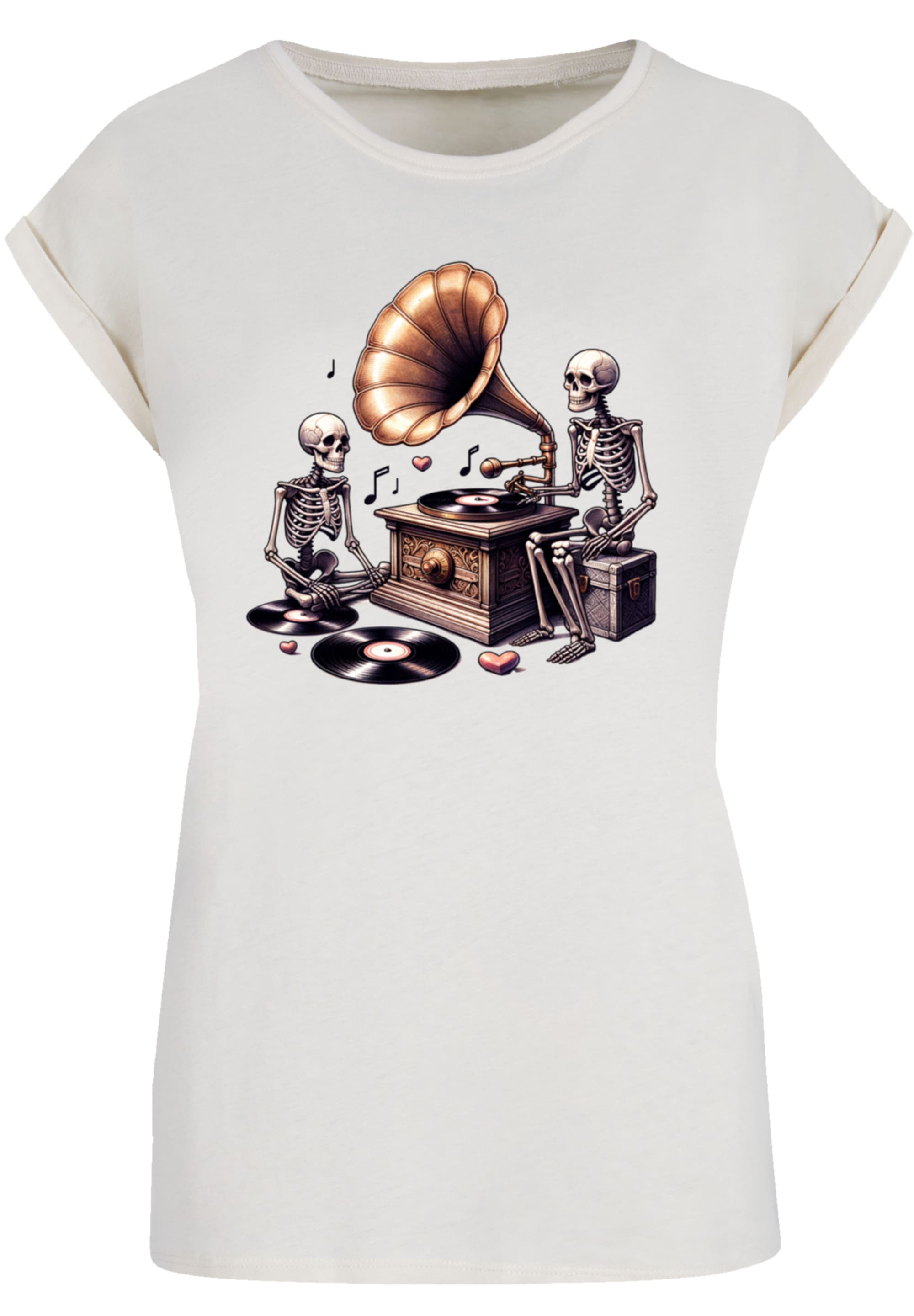 F4NT4STIC T-Shirt »Gothic Skeleton Vintage Plattenspieler«, Premium Qualität