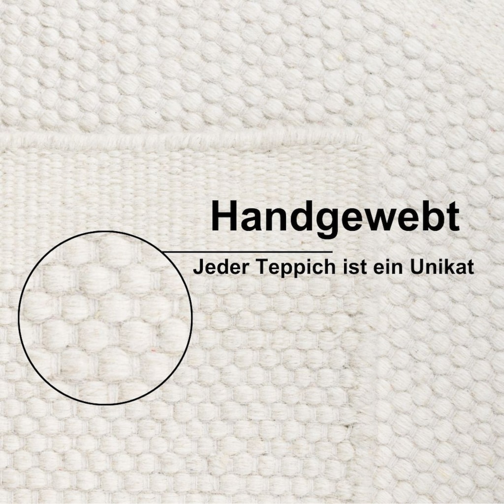 andas Wollteppich »Woolscape 1«, rechteckig, handgewebter Wendeteppich, Uni Farben, reine Wolle, Wohnzimmer