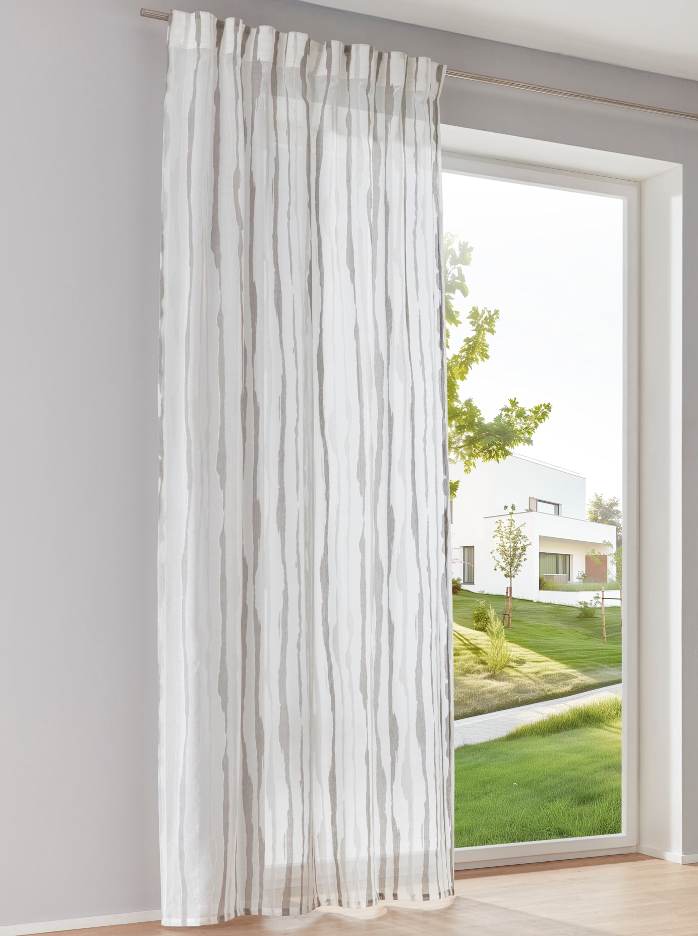 Gardine HEINE HOME, B:130cm H:175cmsanftes weiß, grau, Polyester, Viskose, Gardinen