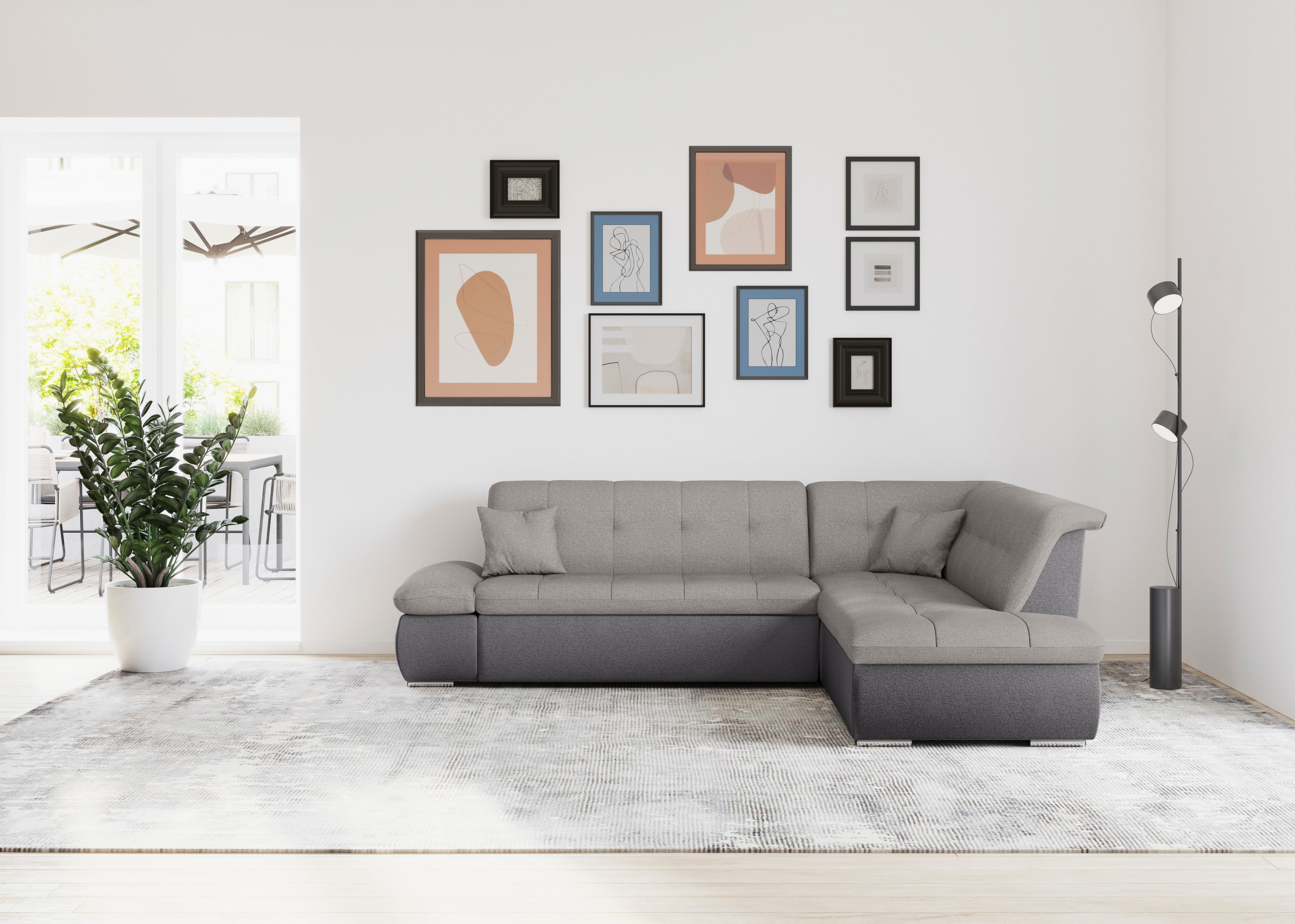 DOMO collection Ecksofa "MORIC 273x216 cm, L-Form, auch in Cord" wahlweise mit Bettfunktion und Armlehnenverstellung, auch in Cord
