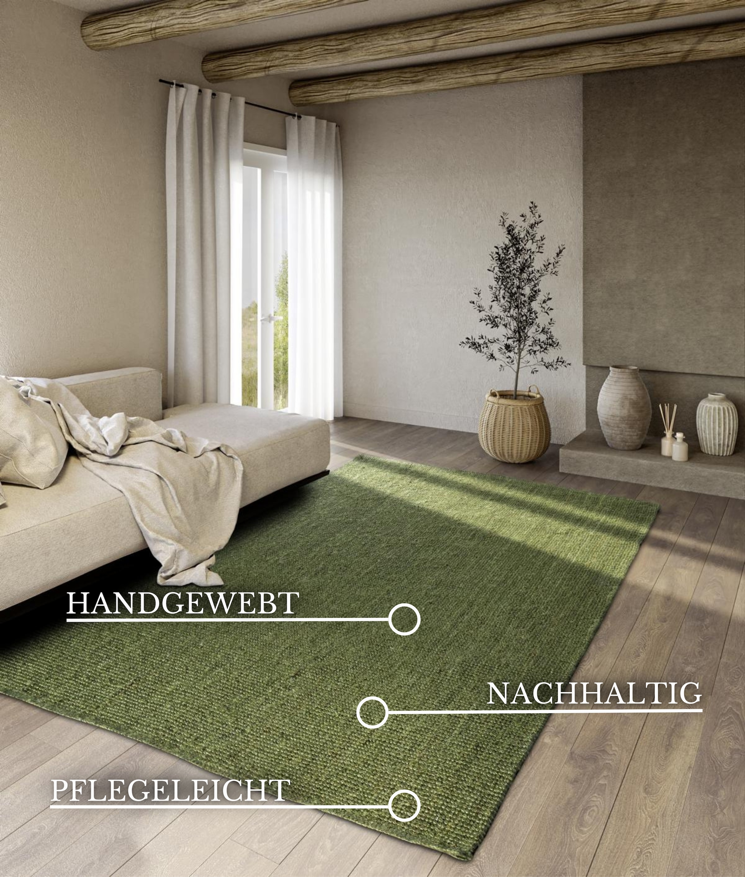 Villeroy & Boch Teppich »Rosalie Juteteppich«, rechteckig, 10 mm Höhe, Läufer, 100% Jute, Natur, Wohnzimmer, Esszimmer, Schlafzimmer, GRS