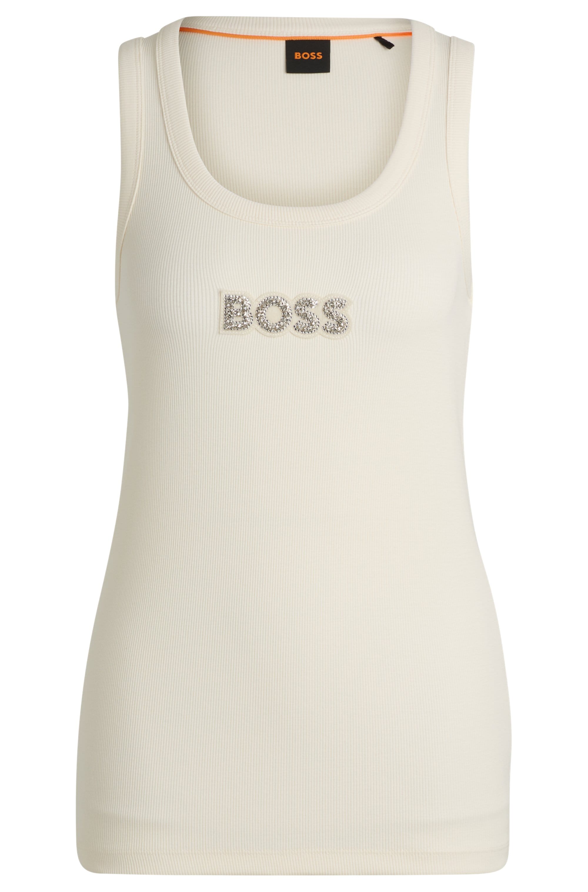 Tanktop »C_Ematite_stonebadge«, mit BOSS Stickerei aus Glitzersteinen