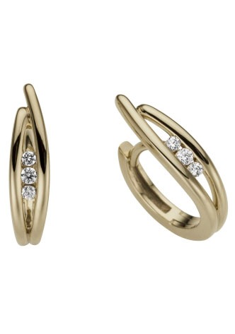 Firetti Paar Creolen »Schmuck Geschenk Gold 333 Geschwungen, innen offen«, mit Brillant - Kanalfassung