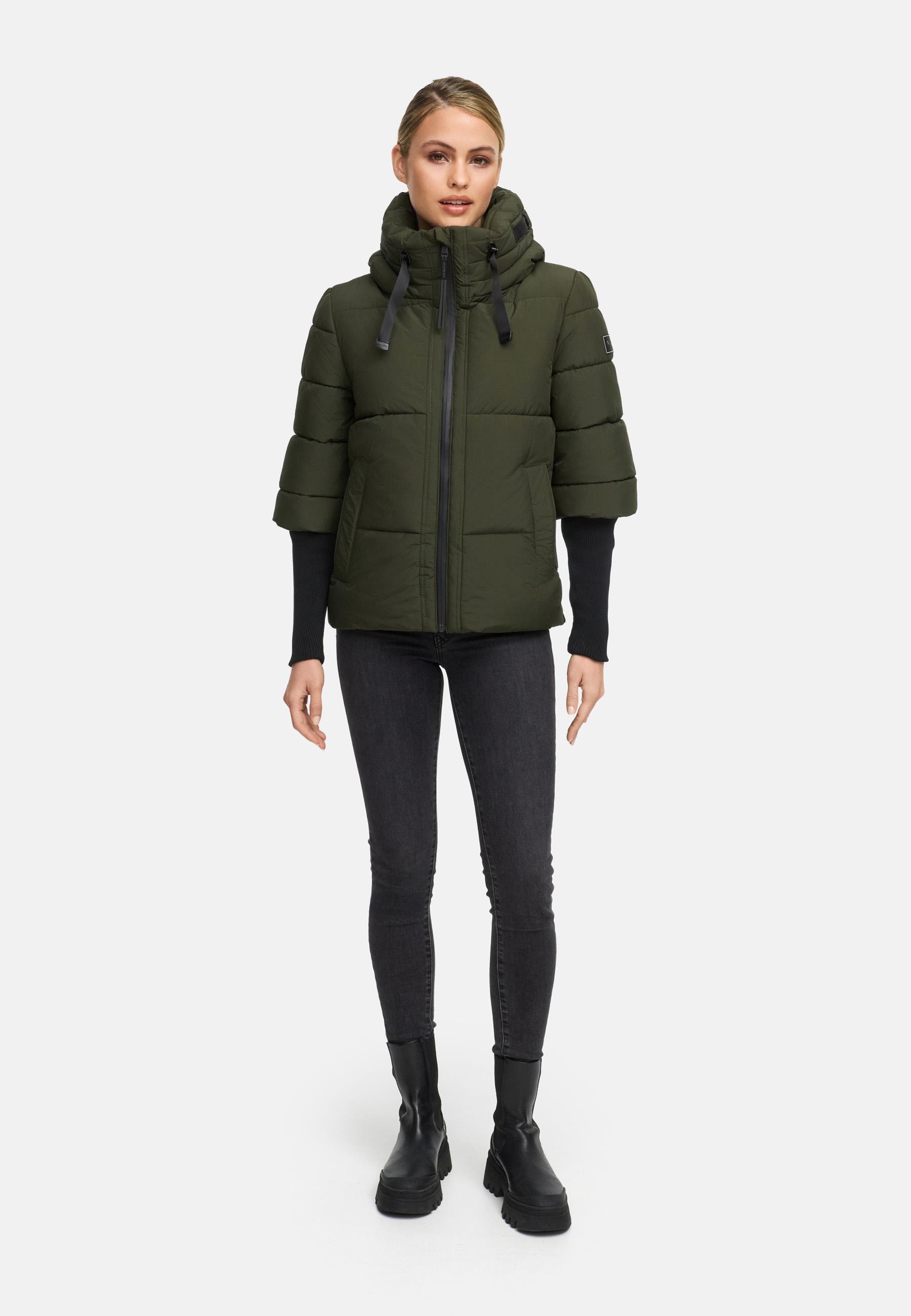 Navahoo Steppjacke »Lotusherz XIV«, mit Kapuze, Warme gesteppte Winterjacke mit Rippstrickärmeln