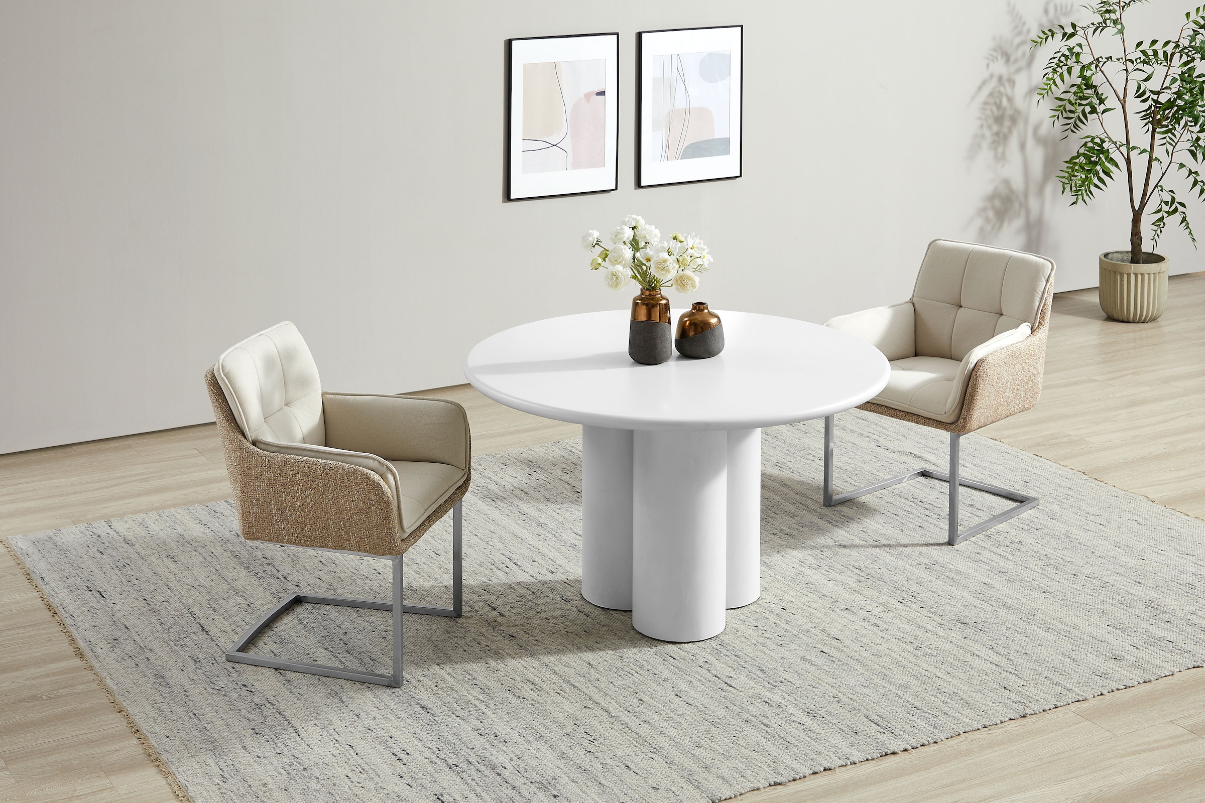 OTTO home Esstisch »Josselin« Industrial Look mit Zement-Optik, organischem Gestell