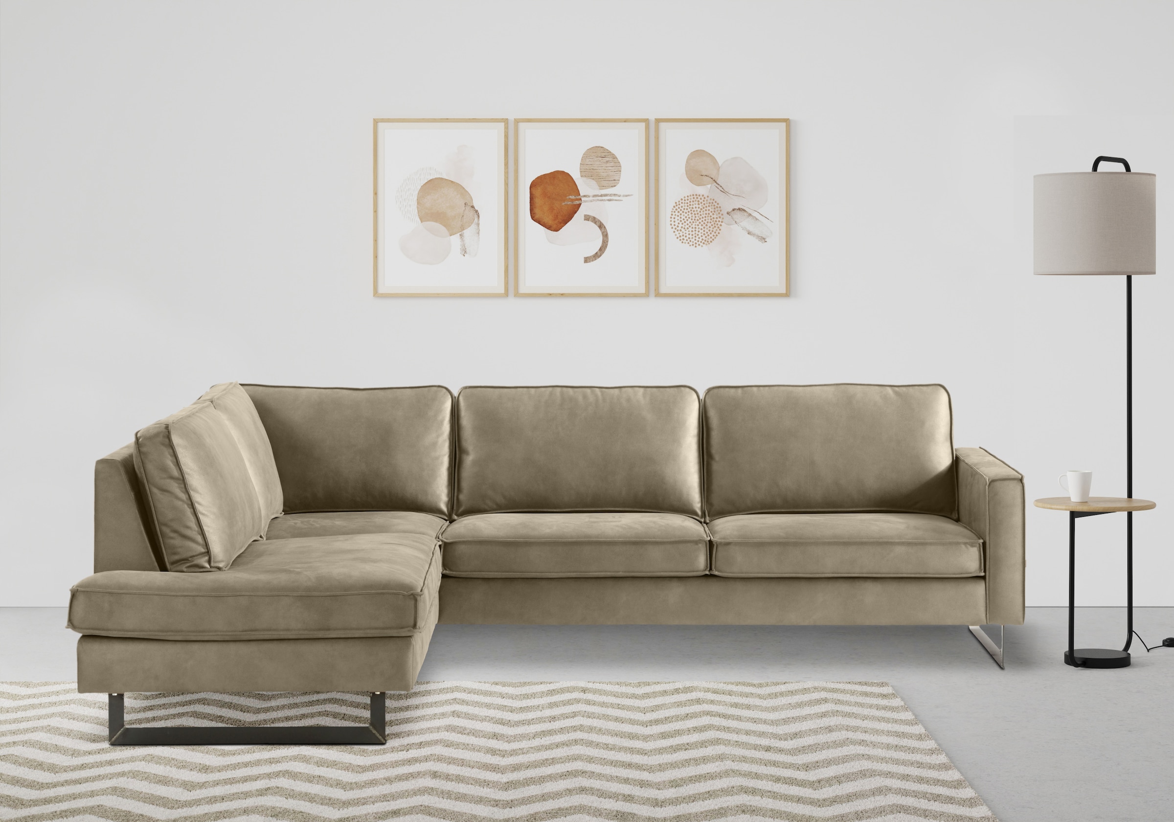 Places of Style Ecksofa "Pinto, 290 cm, Cord, Chenille, Lederoptik, Ottoman günstig online kaufen