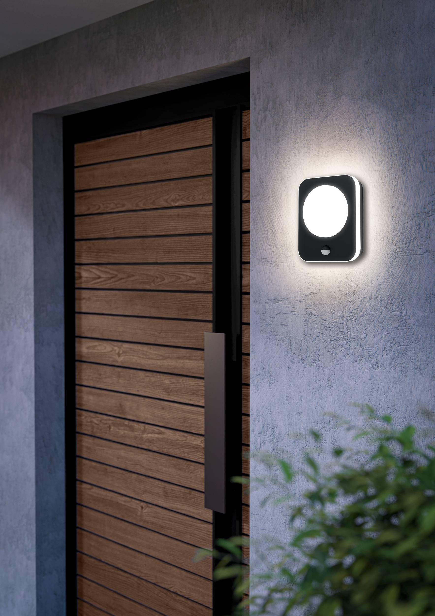 EGLO Wandleuchte »Madriz Außen Wandlampe, Außenleuchte, Aluguss und Kunststoff, IP44« LED-Modul 1 Stk. Warmweiß Wand-/Deckenleuchte - L23 x H19 x AL5 cm - schwarz - 2X3,6W inkl.