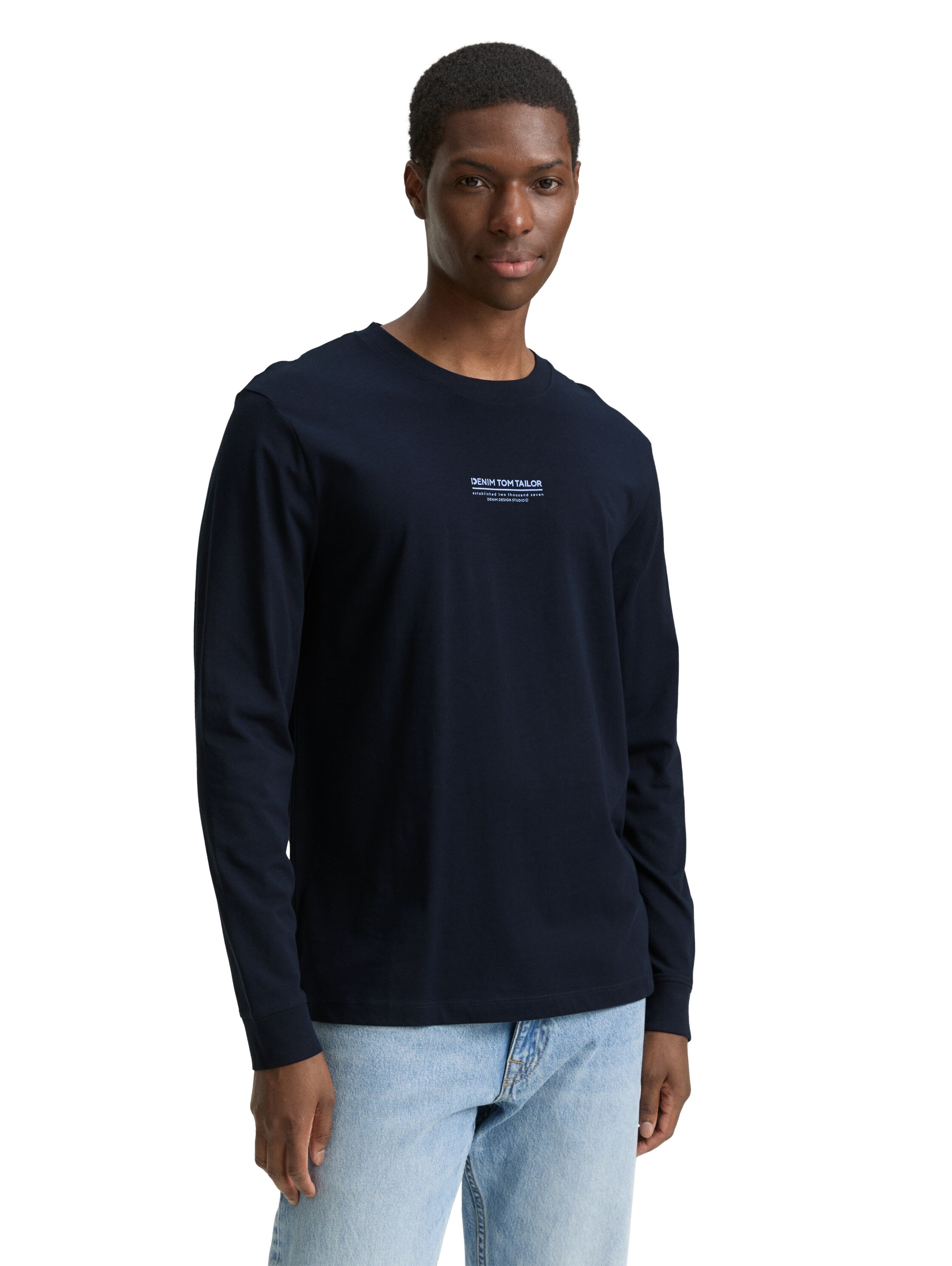 TOM TAILOR Denim Rundhalsshirt mit Schriftzug