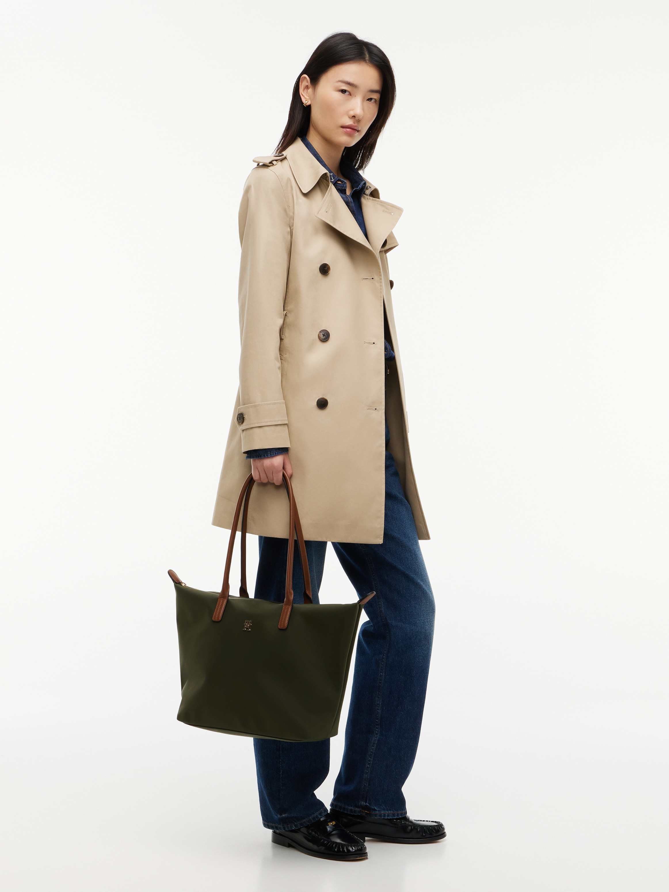 Tommy Hilfiger 1100000002199 »POPETTE TOTE« Damen Handtasche, Schultertasche mit kontrastfarbigen Henkeln