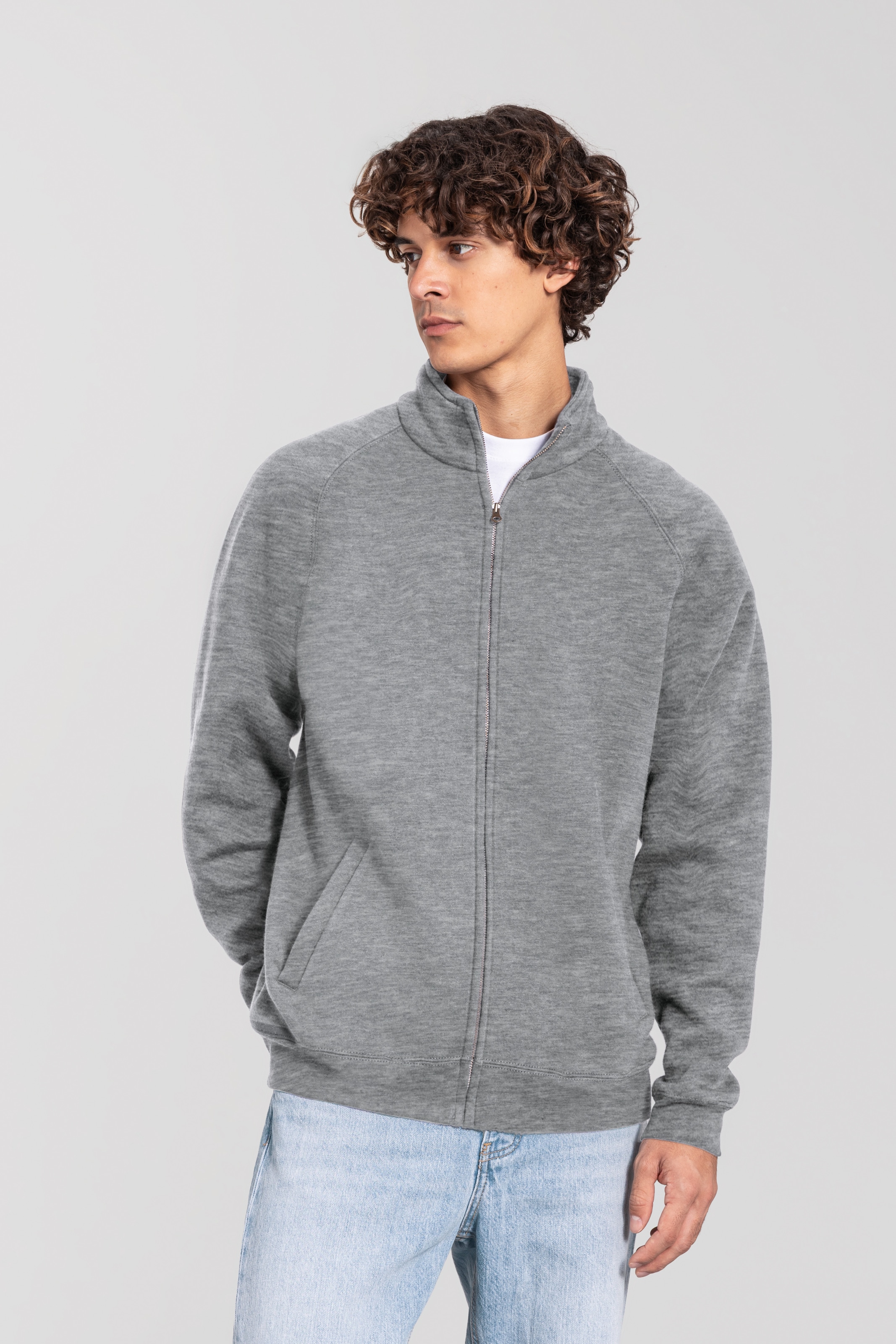 Fruit of the Loom "Iconic Premium Sweat Jacket" mit Eingrifftaschen, meliert, in normaler Länge