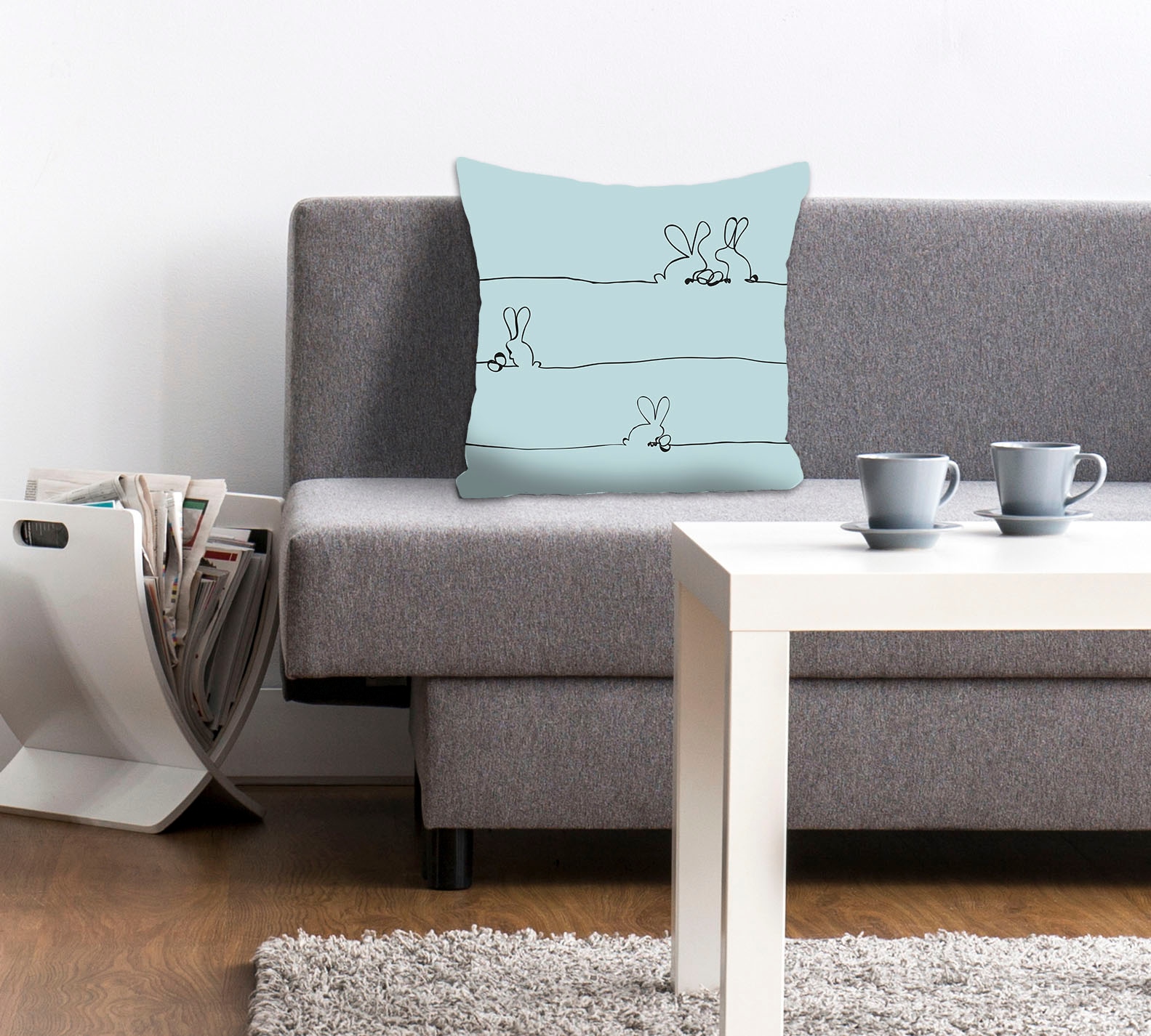 queence Dekokissen "Bunny Family mint" mit einem österlichem Hasenpaar günstig online kaufen