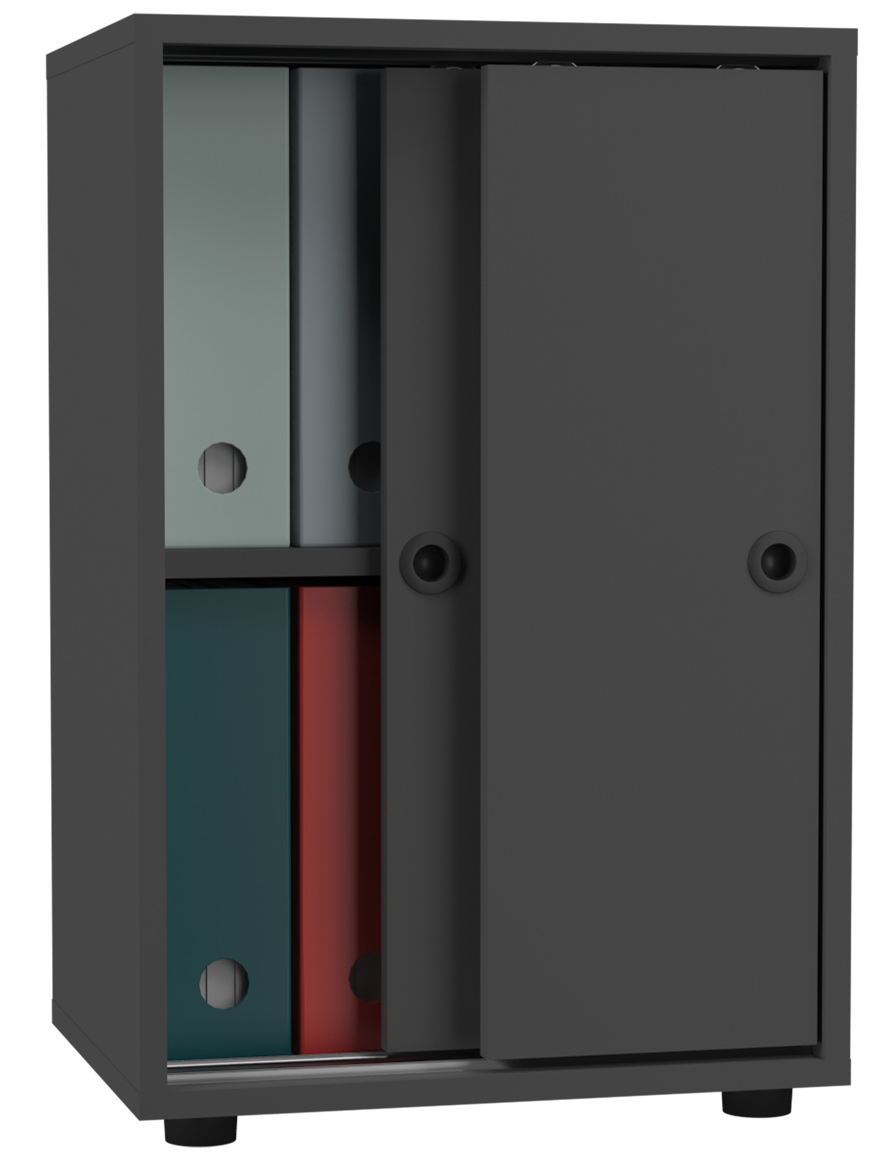 Aktenschrank VCM, B:49cm T:38cmanthrazit, Obermaterial: 100% Holz Wood., Büro, Schränke, "Büroschrank Schiebetüren Aktenschrank Ulas 2fach"