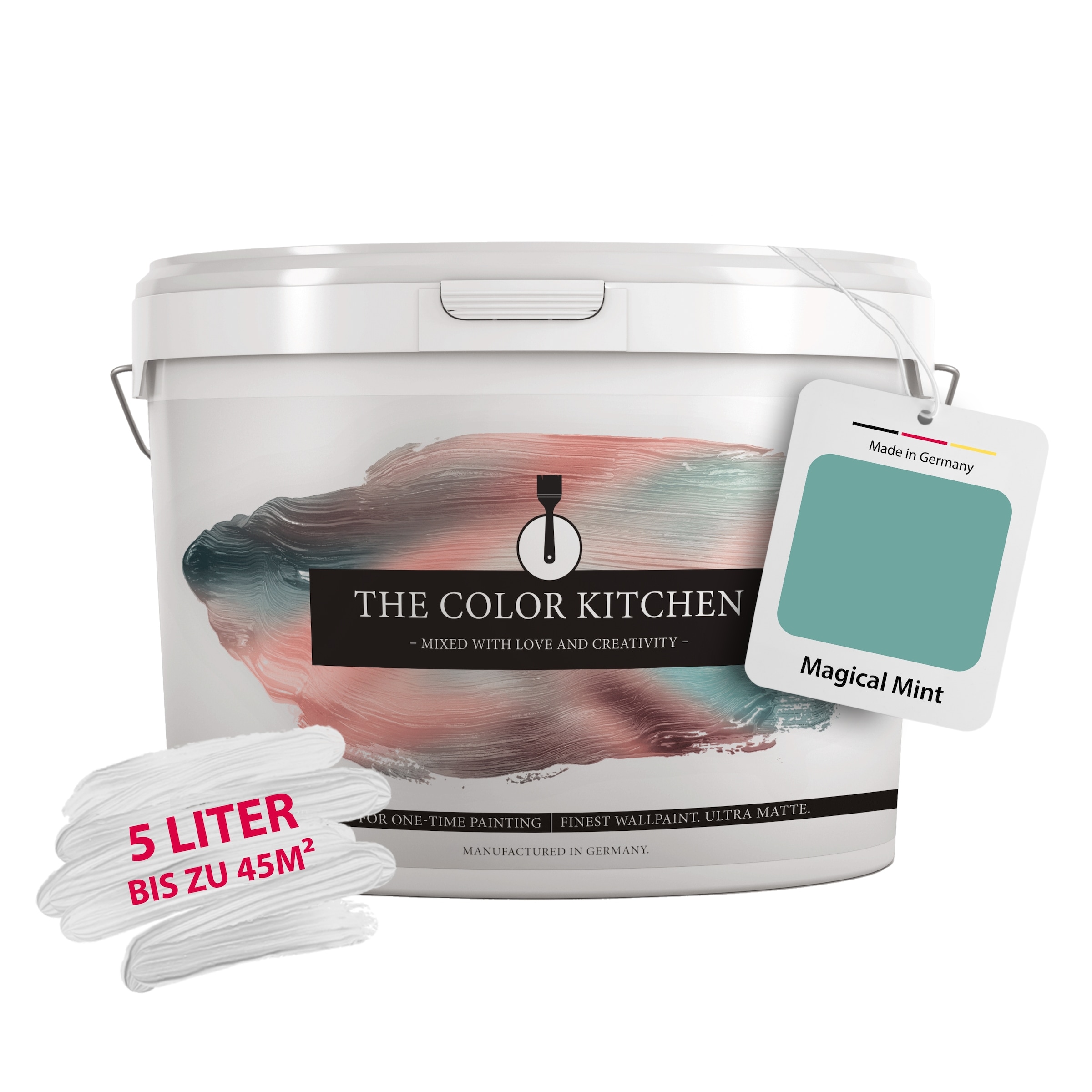 A.S. CRÉATION Wand- und Deckenfarbe "Seidenmatt Innenfarbe THE COLOR KITCHEN", 5 l 5ml, grün, Farben, für Wohnzimmer Schlafzimmer Flur Küche, versch.
