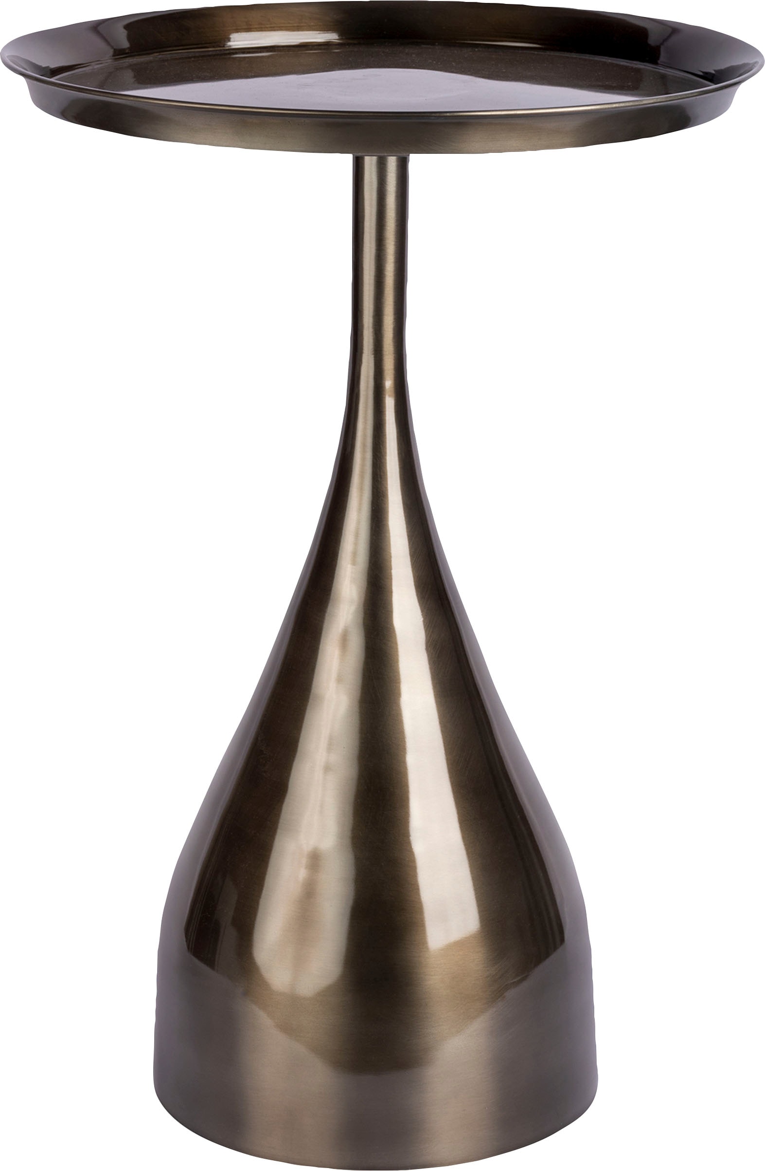 Kayoom Beistelltisch »Assane 125, Edles Design in Gold beziehungsweise Schwarz«, (1 St.), Metallgestell in Tropfenform, runde Ablagefläche, extravagant