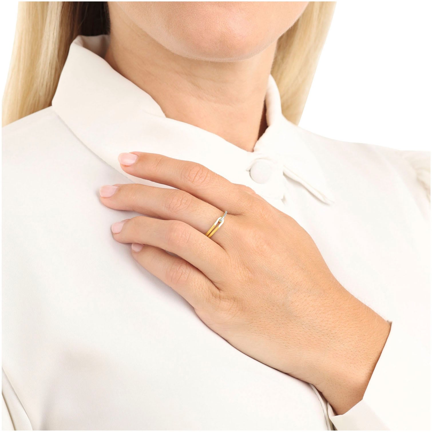 Fingerring AMOR "2037452/-53/-54/-55" Gr. 56, gold (gelbgoldfarben, kristallweiß), Fingerringe, Damen, 56, Gelbgold 375, 0,8mm, Fingerring, mit Zirkonia (synth.) 2