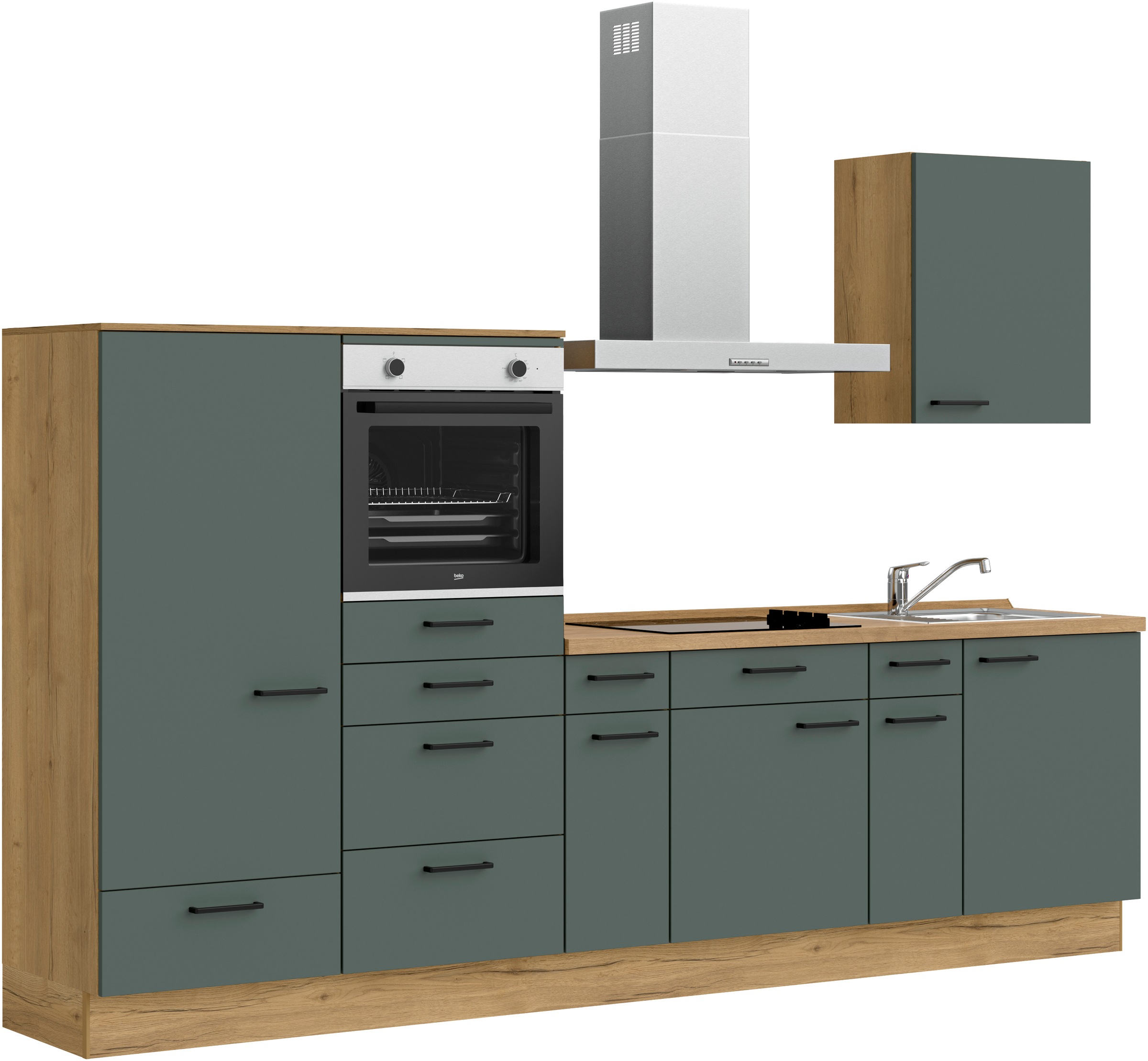 nobilia® Küchenzeile »"Easytouch I"« vormontiert, Ausrichtung wählbar, Breite 300 cm, wahlw. mit E-Geräten