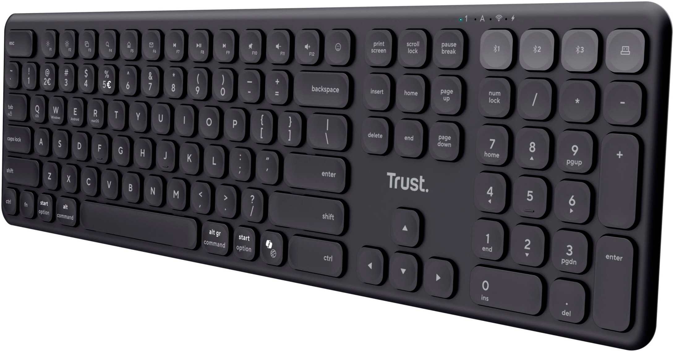 Trust Wireless-Tastatur »Vaiya«, (Fn-Tasten-Ziffernblock-USB-Anschluss)