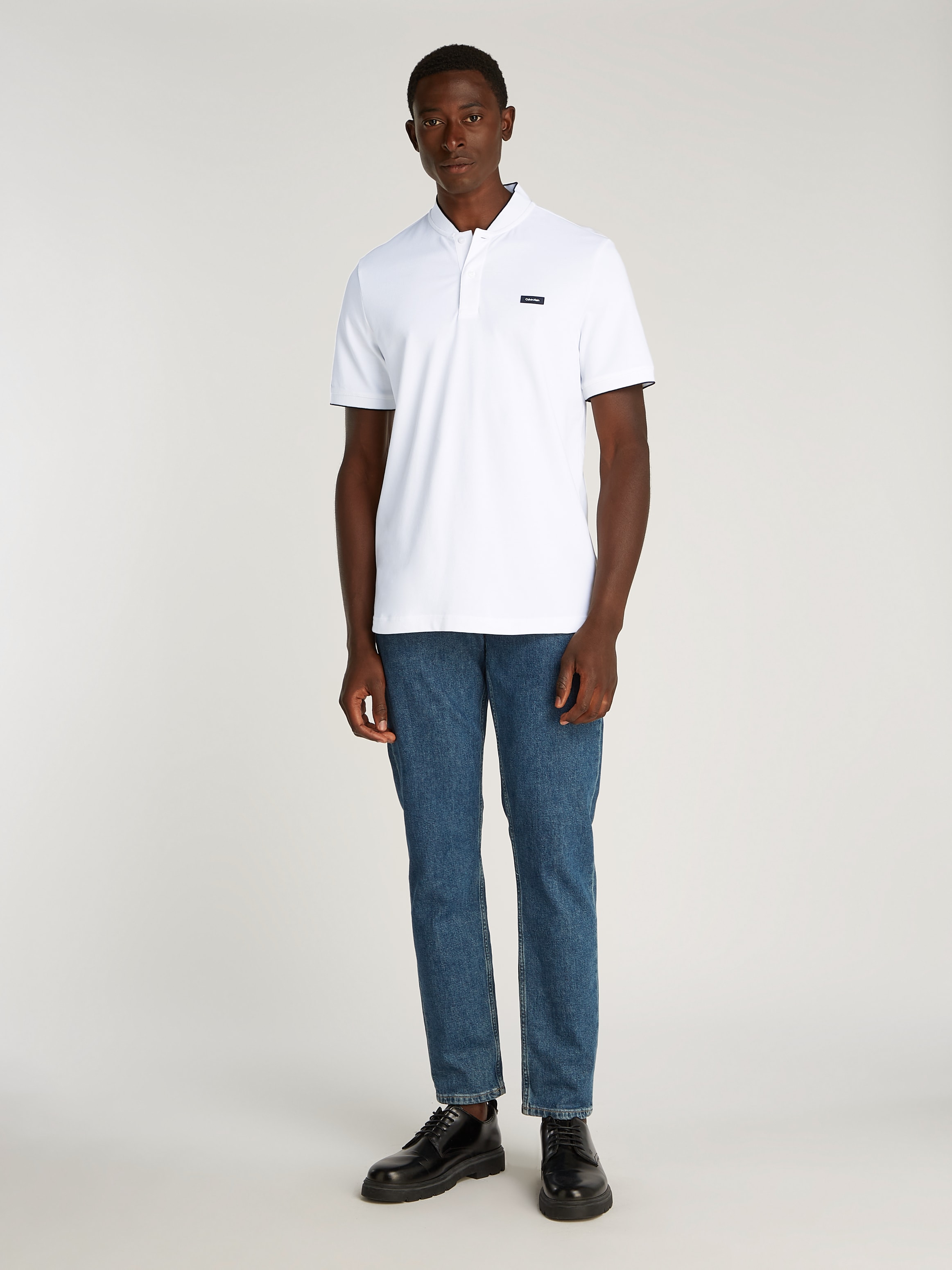 Calvin Klein Poloshirt »STRETCH PIQUE STAND COLLAR POLO«, mit kontrastfarbenen Kanten