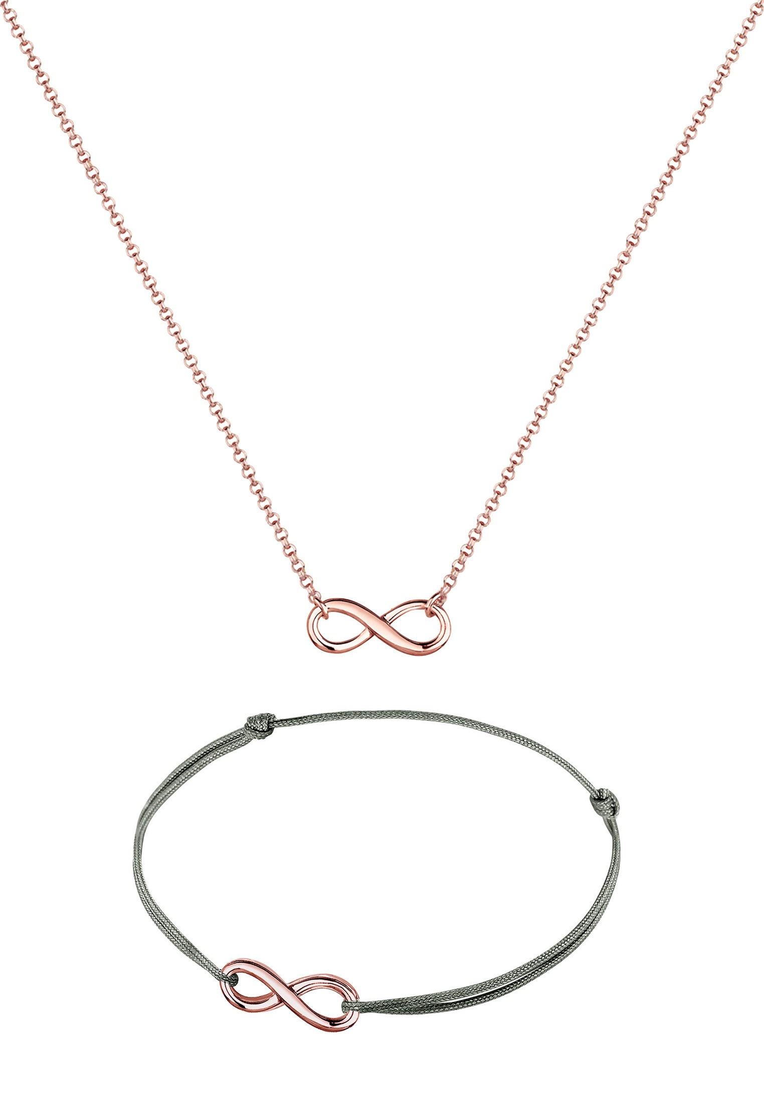 Elli Schmuckset »Kette Armband mit Infinity Symbol 925 Sterling Silber Rosegold«