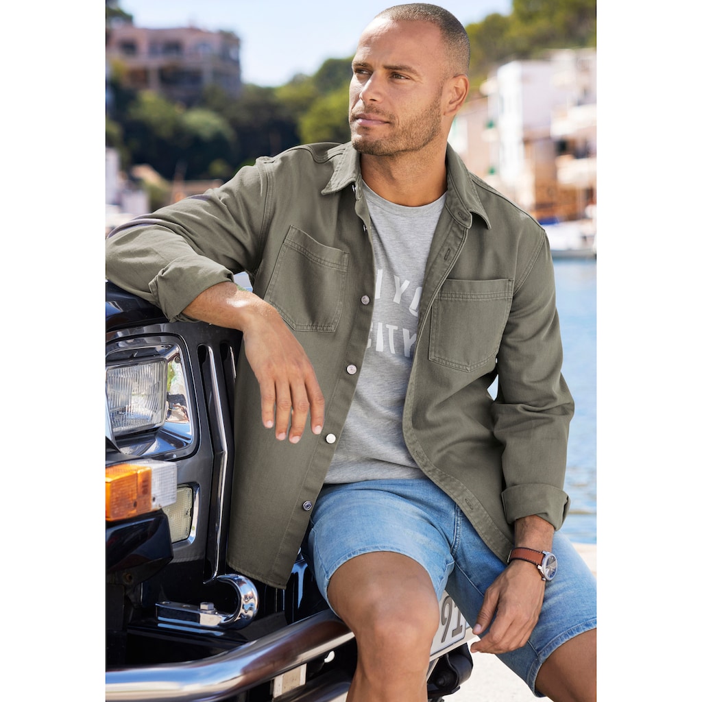 John Devin Hemdjacke »Overshirt Regular Fit,«, Outdoorhemd mit aufgesetzten Taschen aus Baumwolle