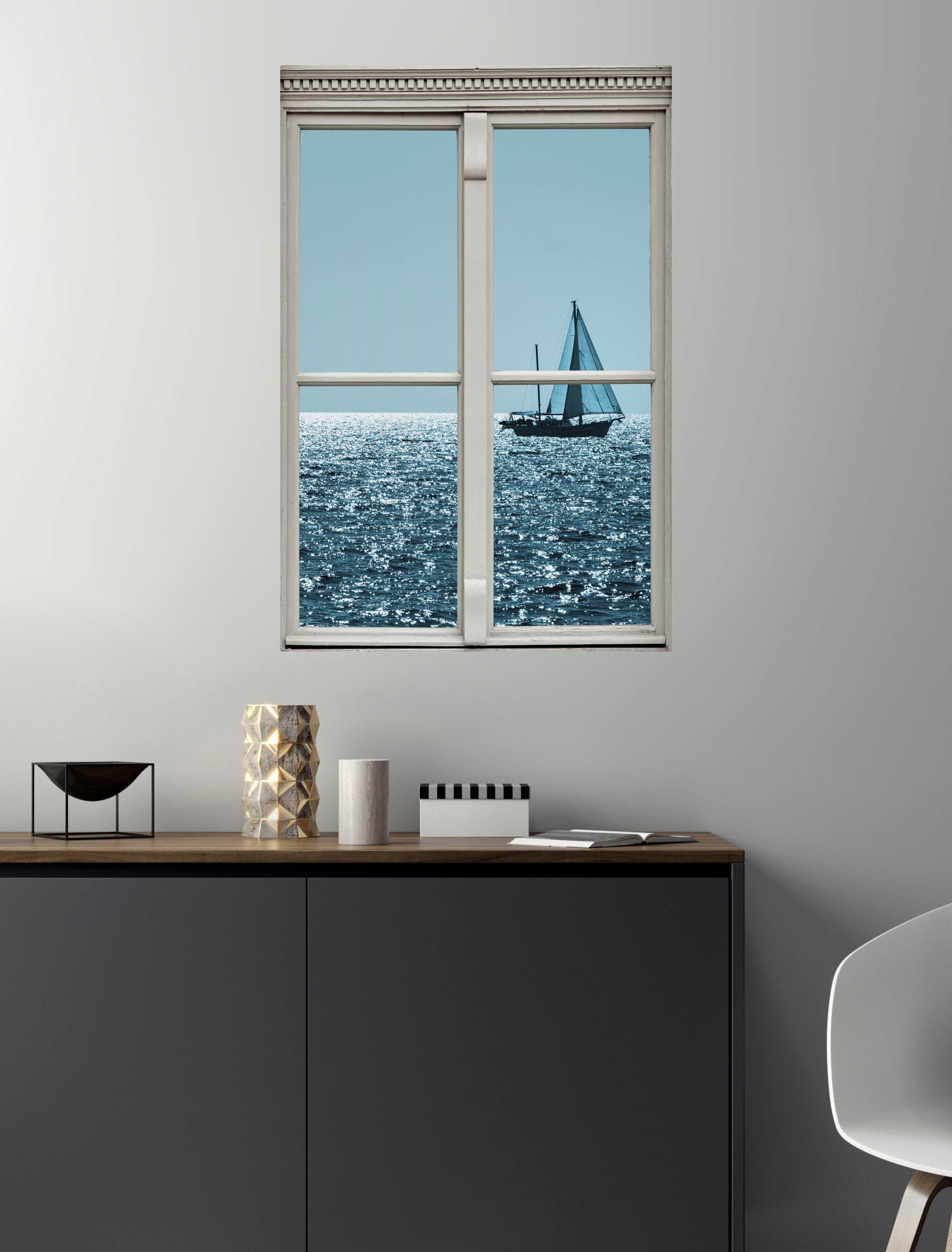 queence Wandsticker »Segelboot«, Wandsticker, Wandbild, selbstklebend, 3D, Fenster