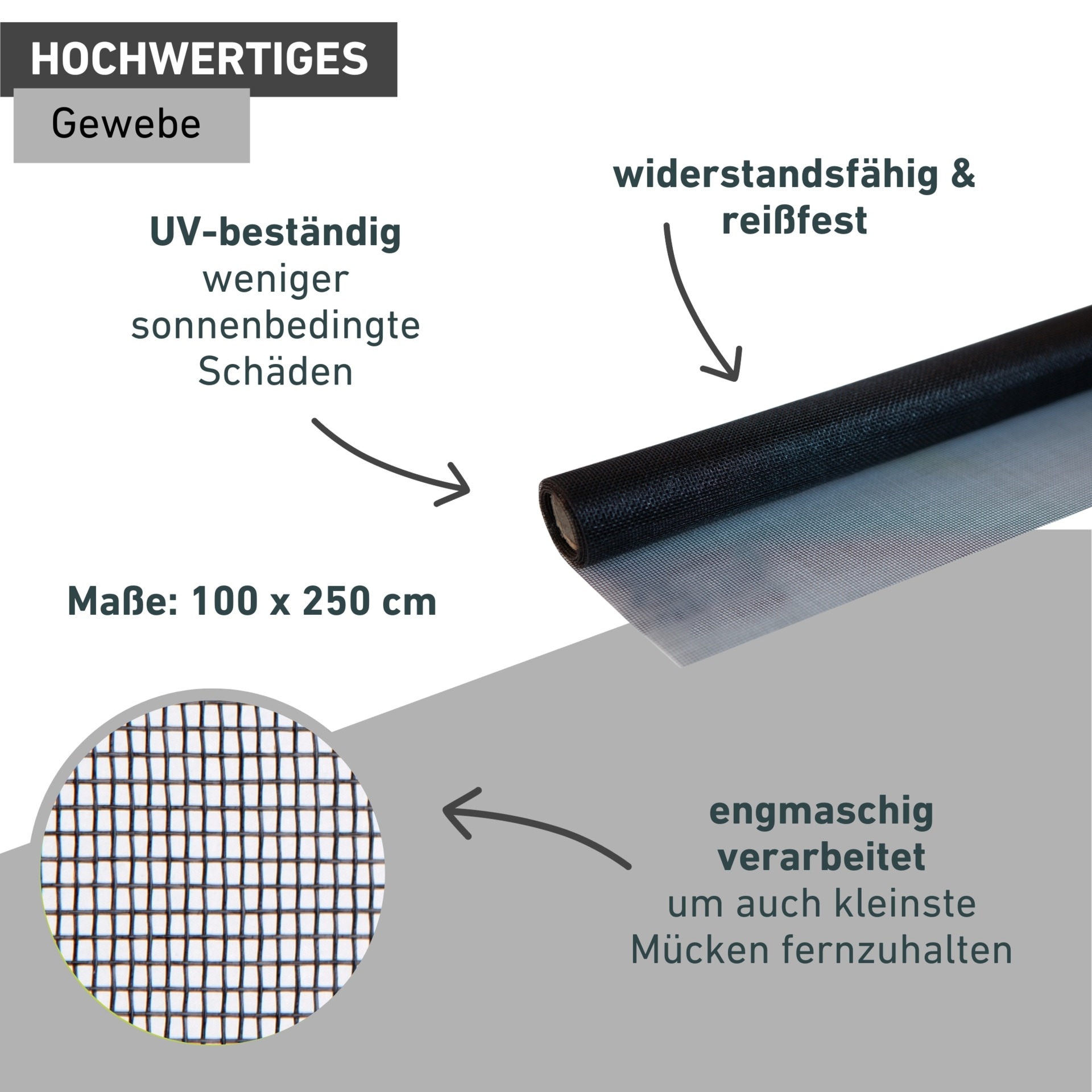 Windhager Moskitonetz »für Fenster, Balkon- und Terrassentüren, Moskitontez ohne Bohren« 1 Stk. tlg. Insektenschutzgitter 100 x 250 cm, erhältlich in anthrazit oder weiß