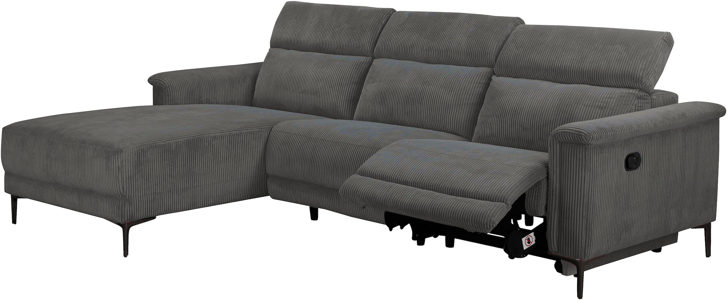 OTTO home Ecksofa »LUND Cord, L-Form, 261 cm, man. o. elektr. Relaxfunktion (mit USB-A)« USB-C bei elektrischer Variante und Kopfteilverstellung