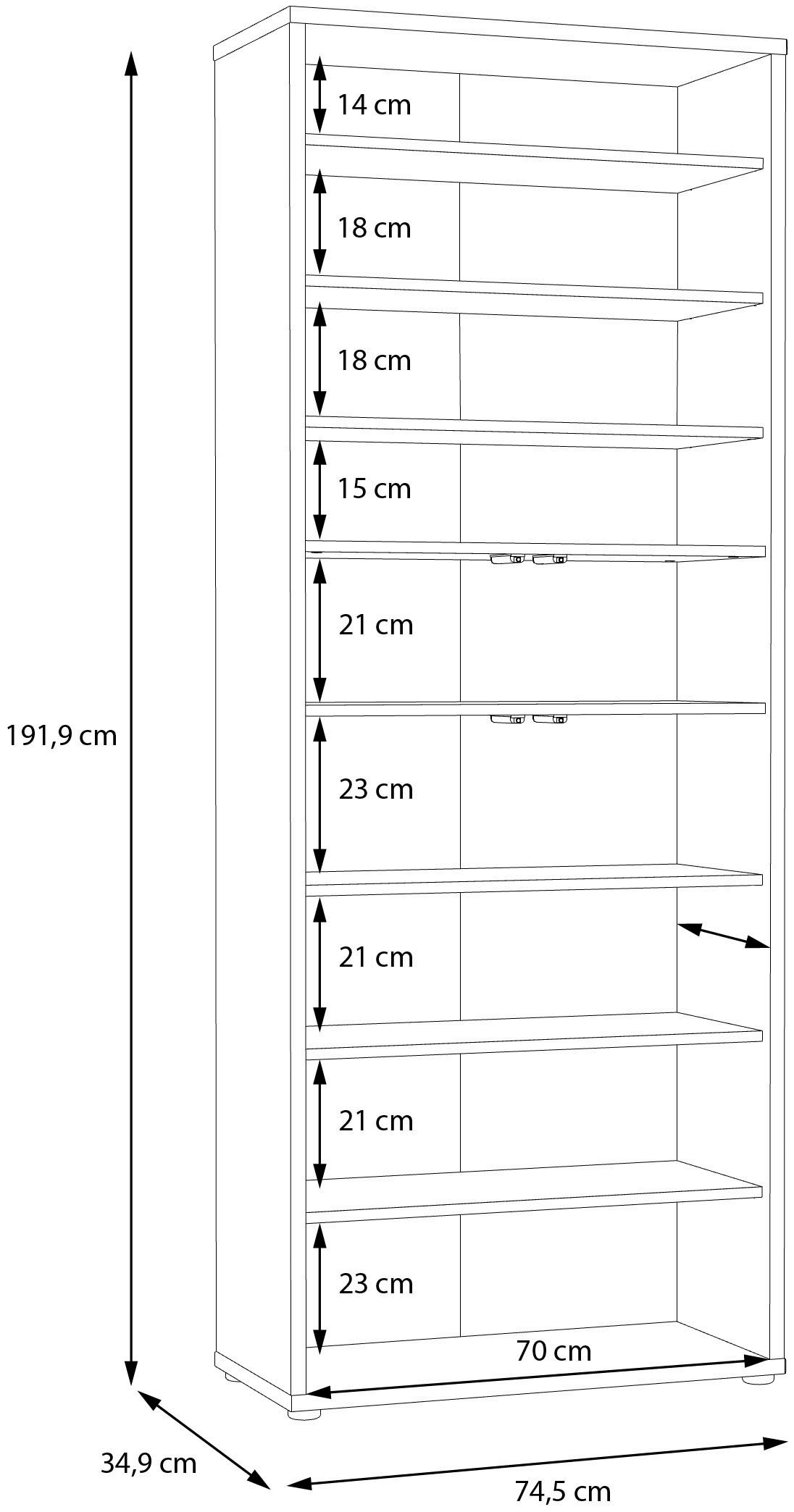 FORTE Schuhschrank »Alice Springs«, Breite 74,5 cm, mit 8 Böden