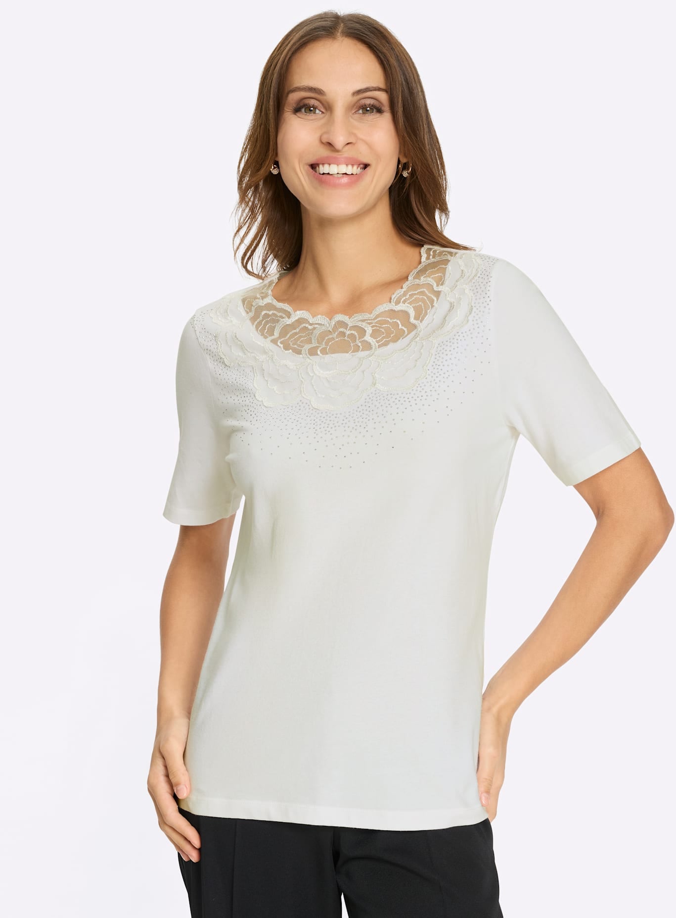 Lady Spitzenshirt »Kurzarm-Shirt« 1 tlg.