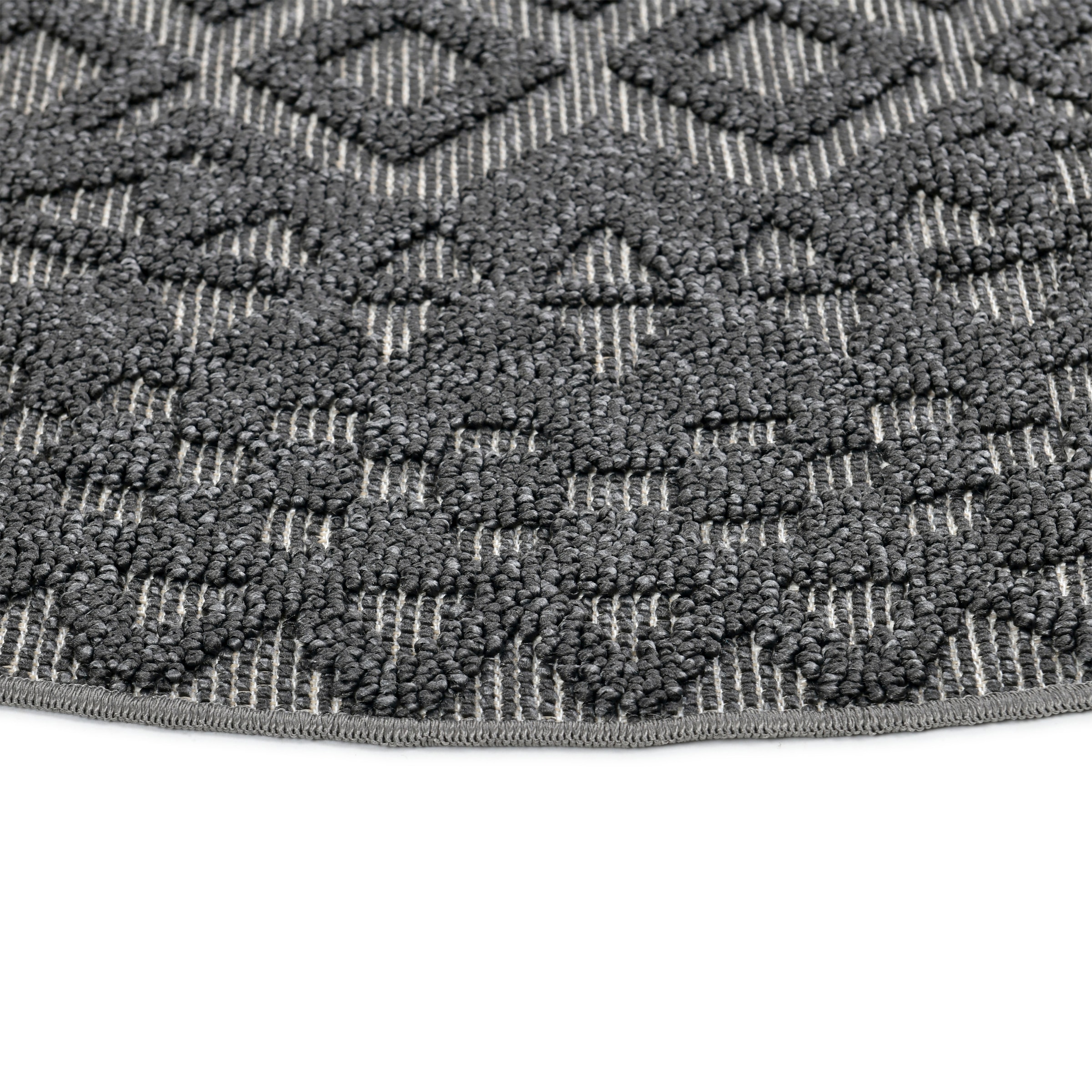 my home Teppich »Juliane Outdoor«, rund, 12 mm Höhe, Hoch-Tief-Struktur, Boho, Outdoor geeignet, Balkon, Terrasse