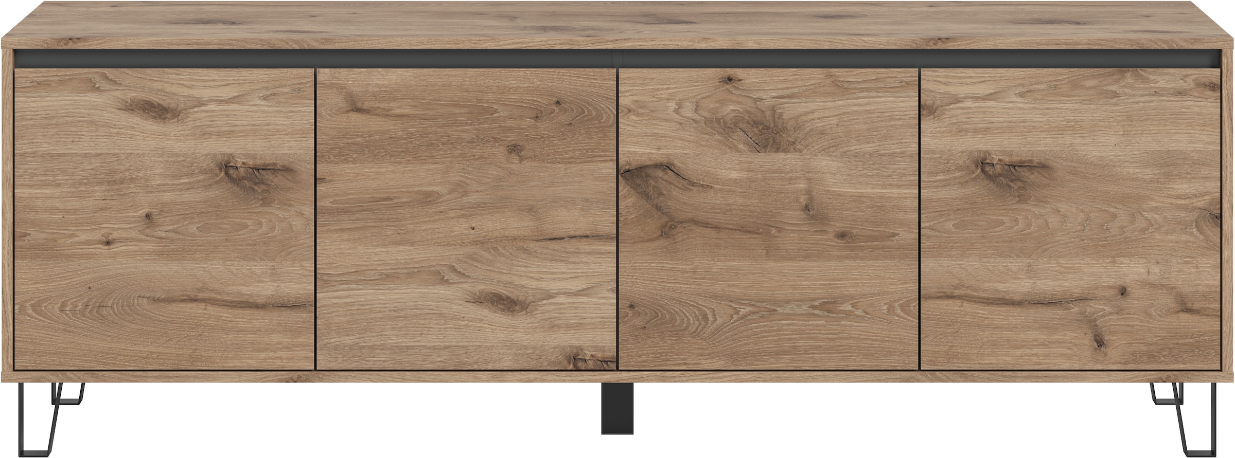 INOSIGN Lowboard »BALTIC, Breite 184cm, grifflose Fronten, Metall-Füße,4 Türen, 4 Fächer«, TV-Möbel, TV-Schrank, TV-Lowboard, Mediaboard