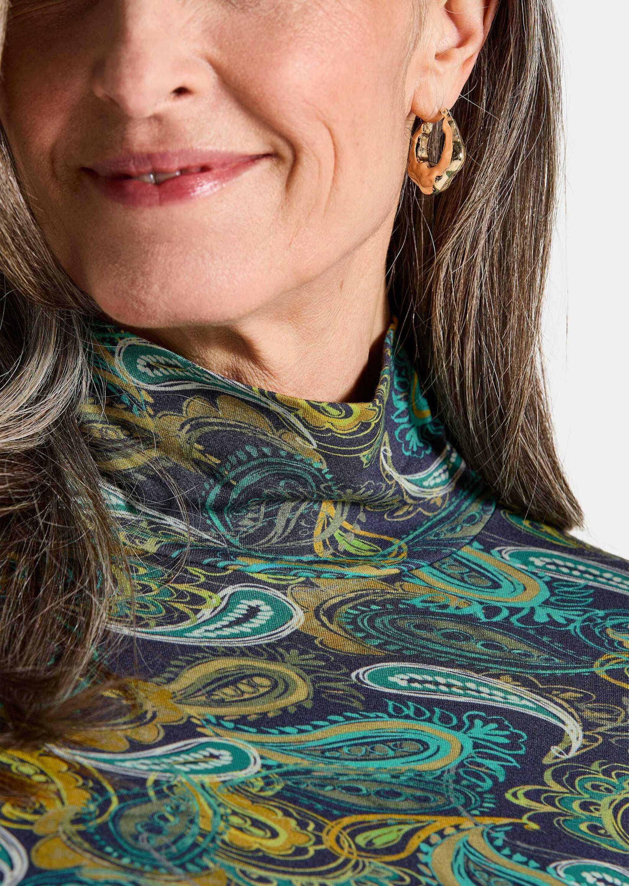 GOLDNER Langarmshirt »Kurzgröße Jersey-Shirt mit Paisley-Muster«
