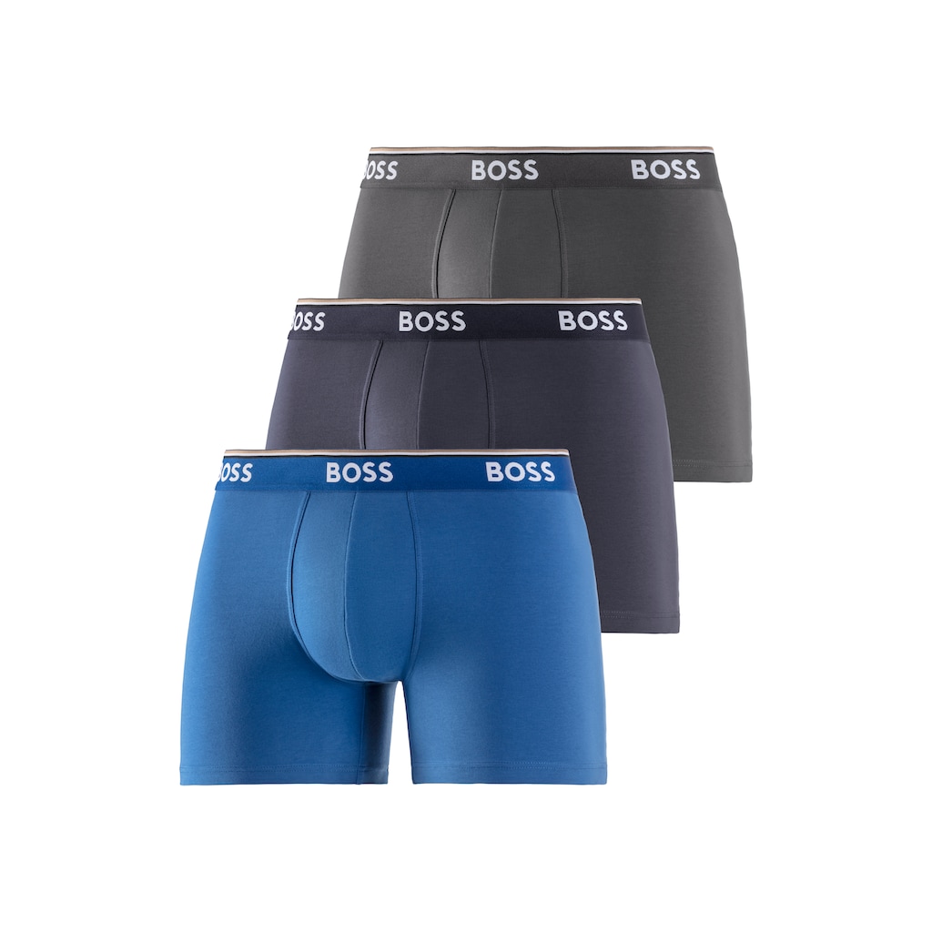 BOSS Langer Boxer »Boxer Brief 3P«, (Packung, 3er-Pack), mit farblich passendem Webbund