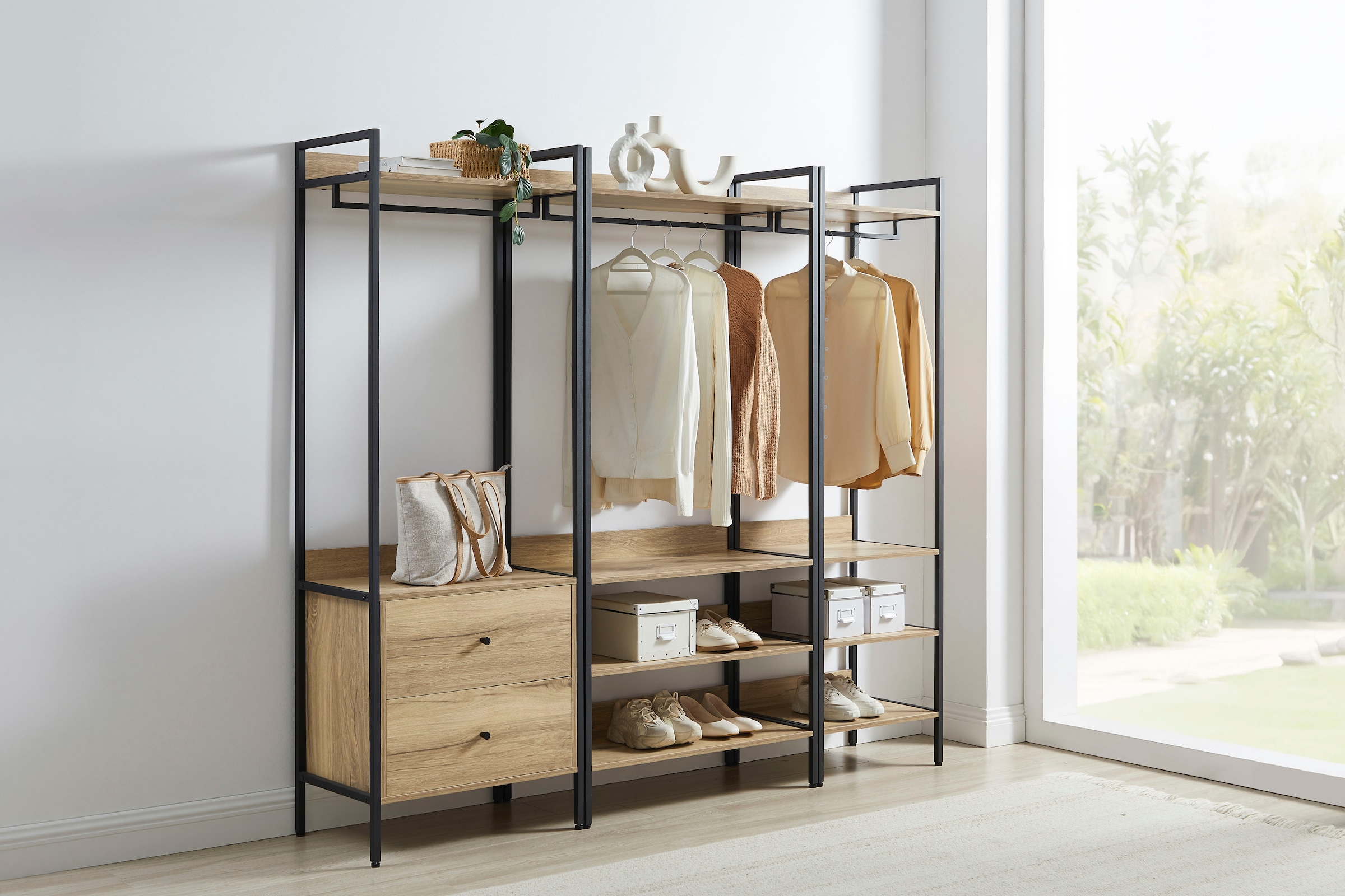 OTTO home Garderobenschrank »Tayler«, Melamin-Tischplatte, pulverbeschichtetem Metallgestell, Höhe 180 cm